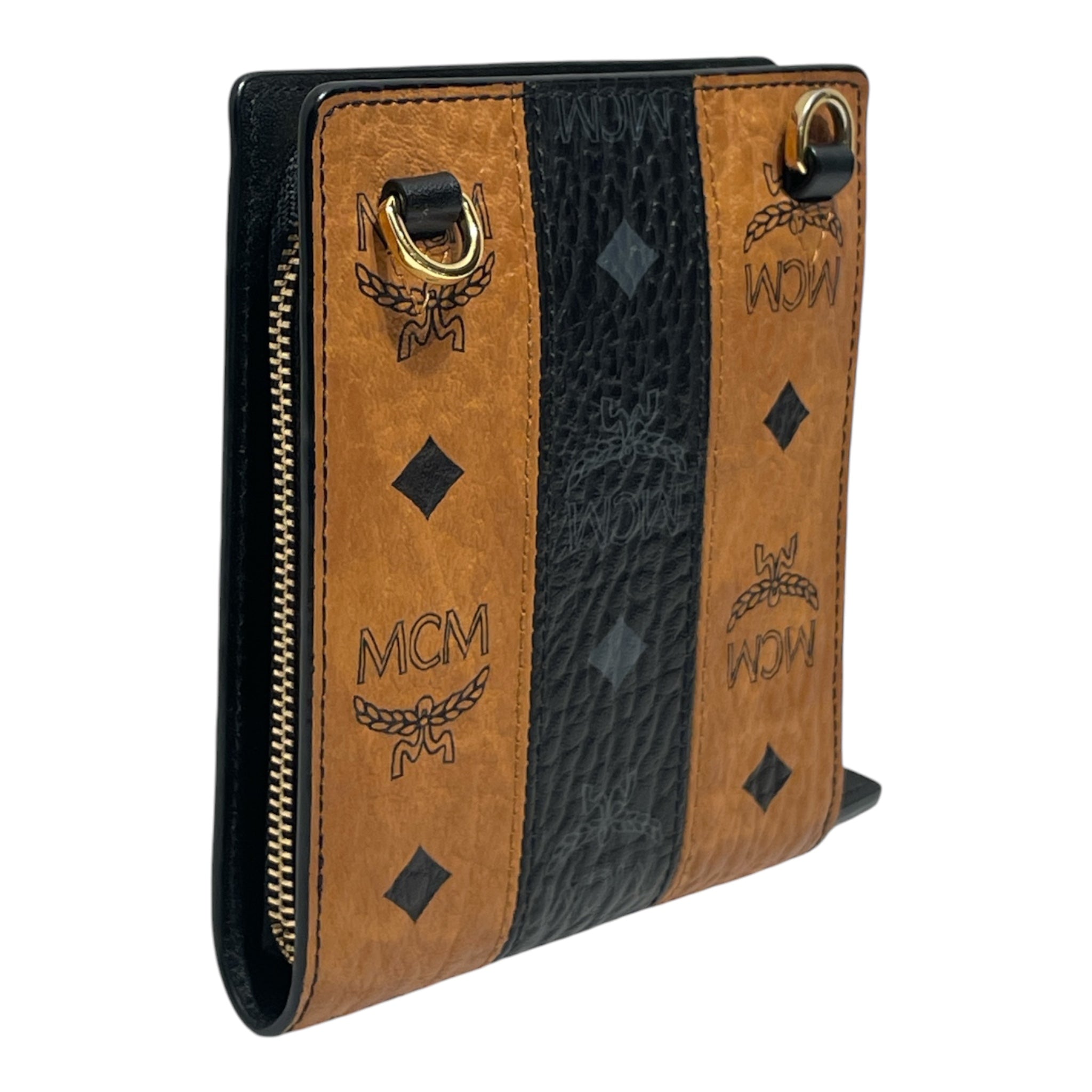 MCM/Cross Body Bag/Monogram/CML/COGNAC AND BLACK WALLET CHAIN view 2