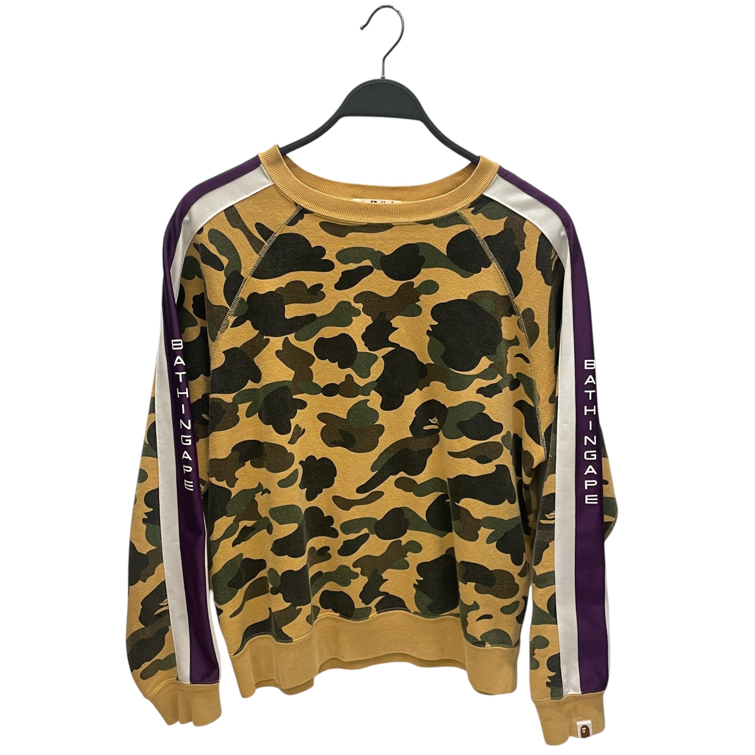 A BATHING APE/Sweatshirt/Camouflage/Cotton/CML/PURPLE & WHITE STRIPES ON SIDE view 1