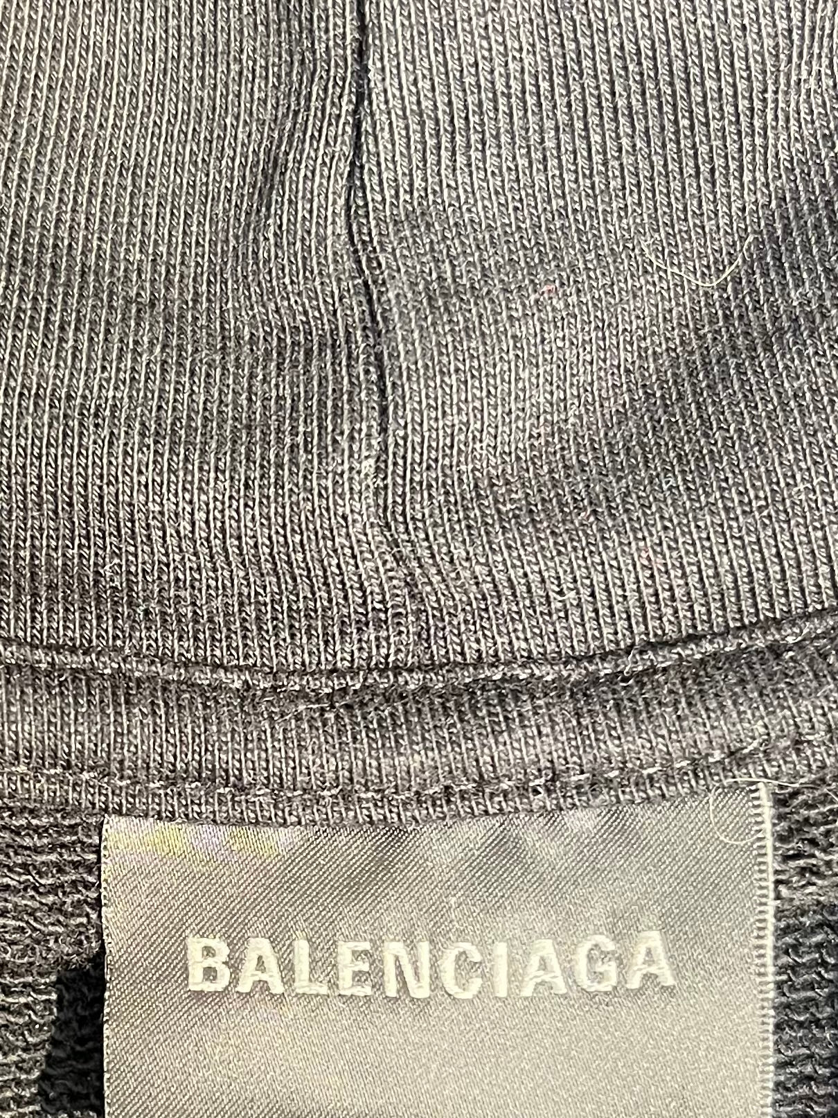 BALENCIAGA/Hoodie/S/Cotton/BLK/BLEACHED DESIGN FRONT/BACK view 3
