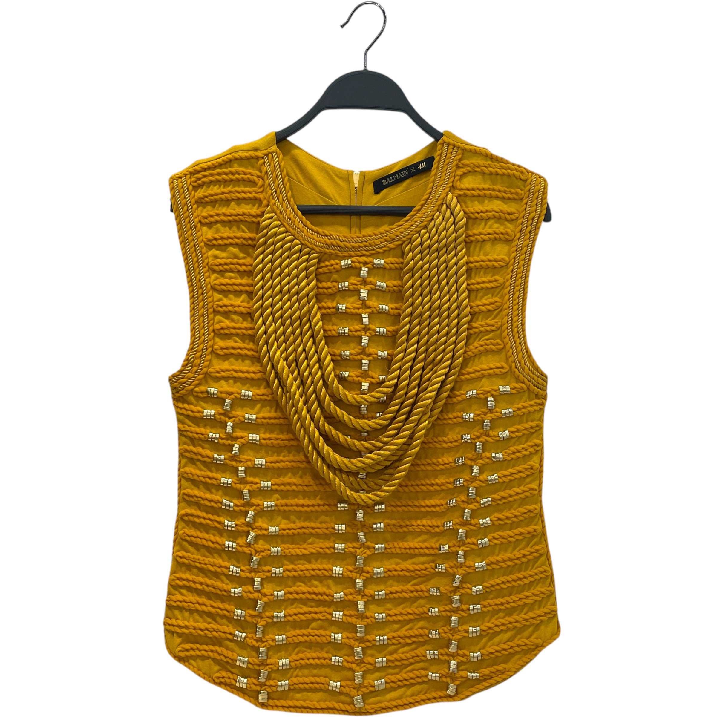 BALMAIN/H&M/SS Cut & Sew/6/Polyester/YEL/Braided Top view 1