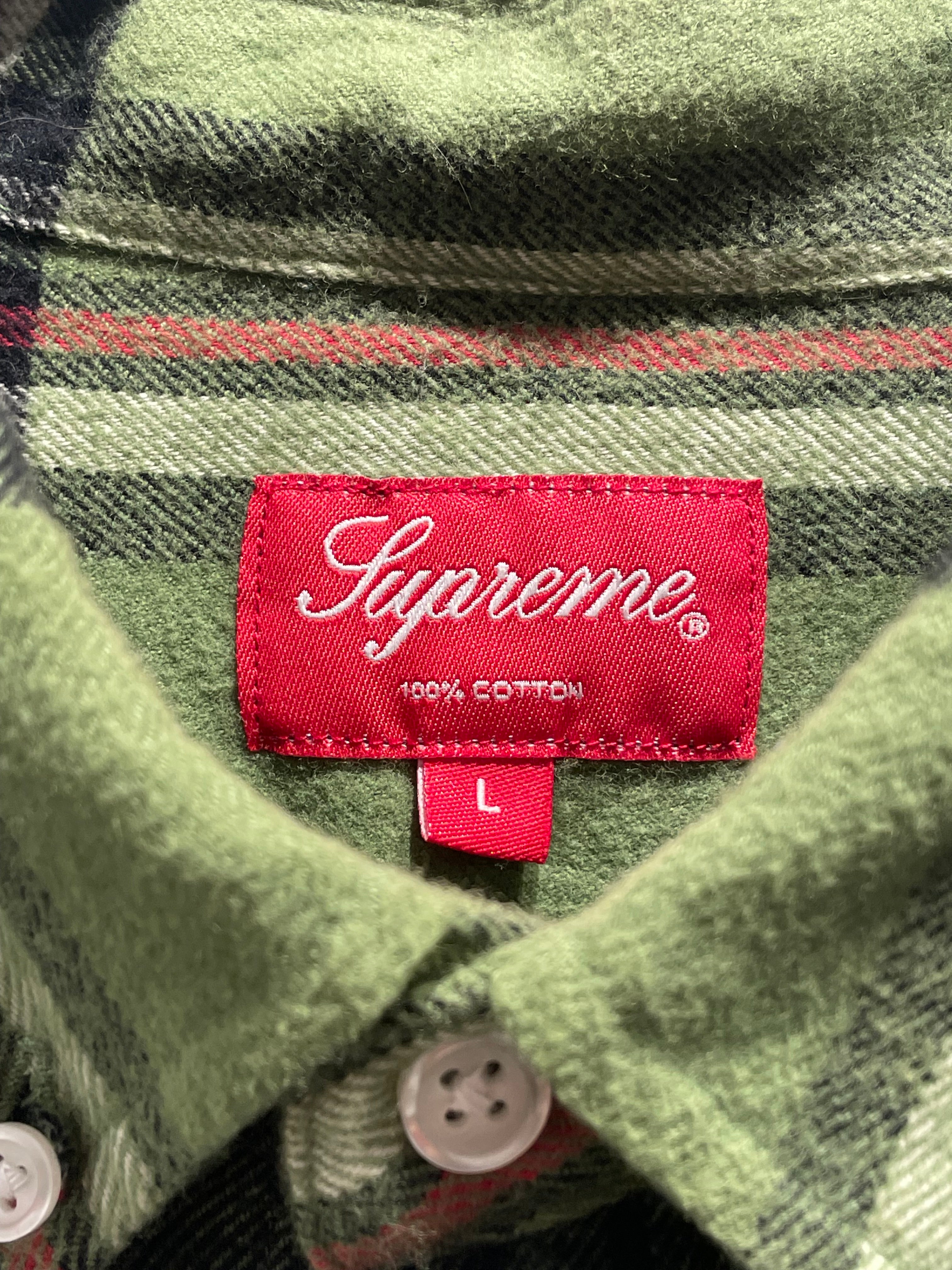 Supreme/Flannel Shirt/L/GRN/Stripe/ view 3