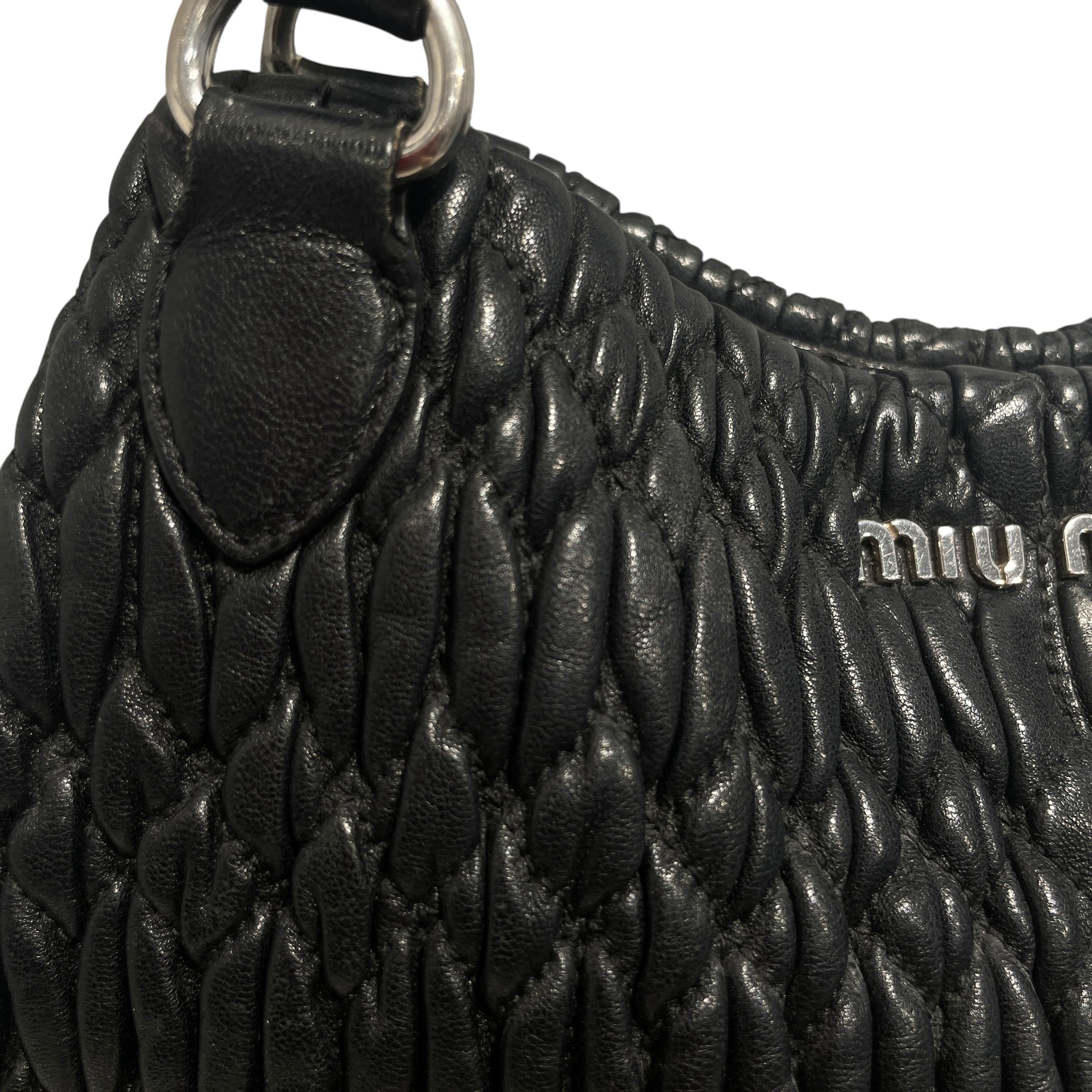 MIU MIU/Hand Bag/Leather/BLK/Matelasse Hand Bag view 7