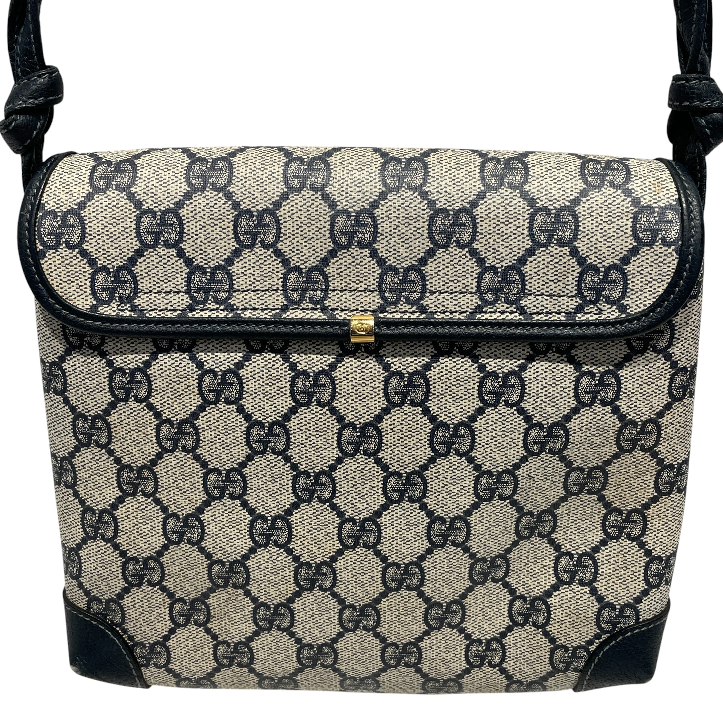 GUCCI/Cross Body Bag/Monogram/Leather/NVY/VINTAGE INTERLOCKING GG view 4