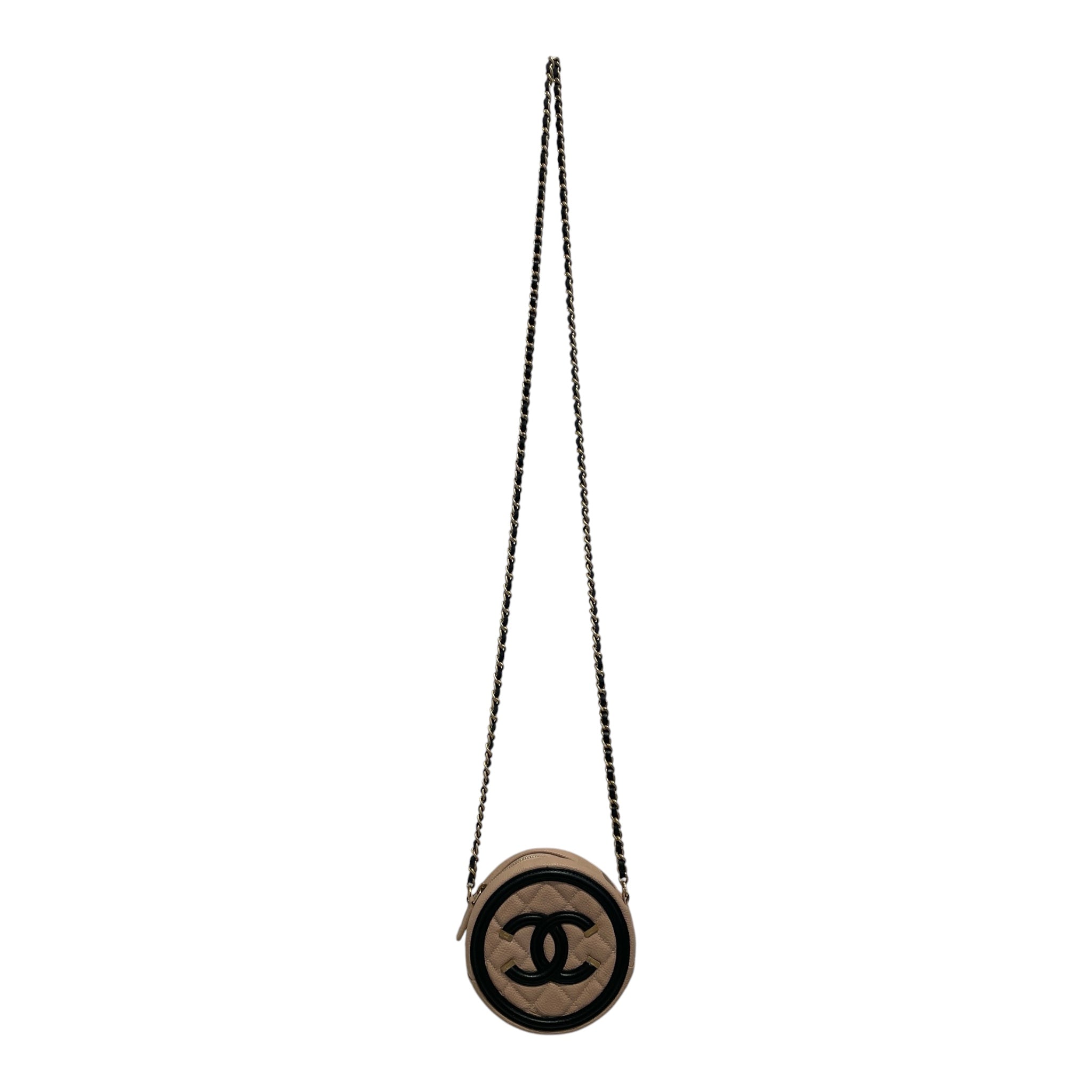 CHANEL/Cross Body Bag/Leather/BEG/round filigree view 1