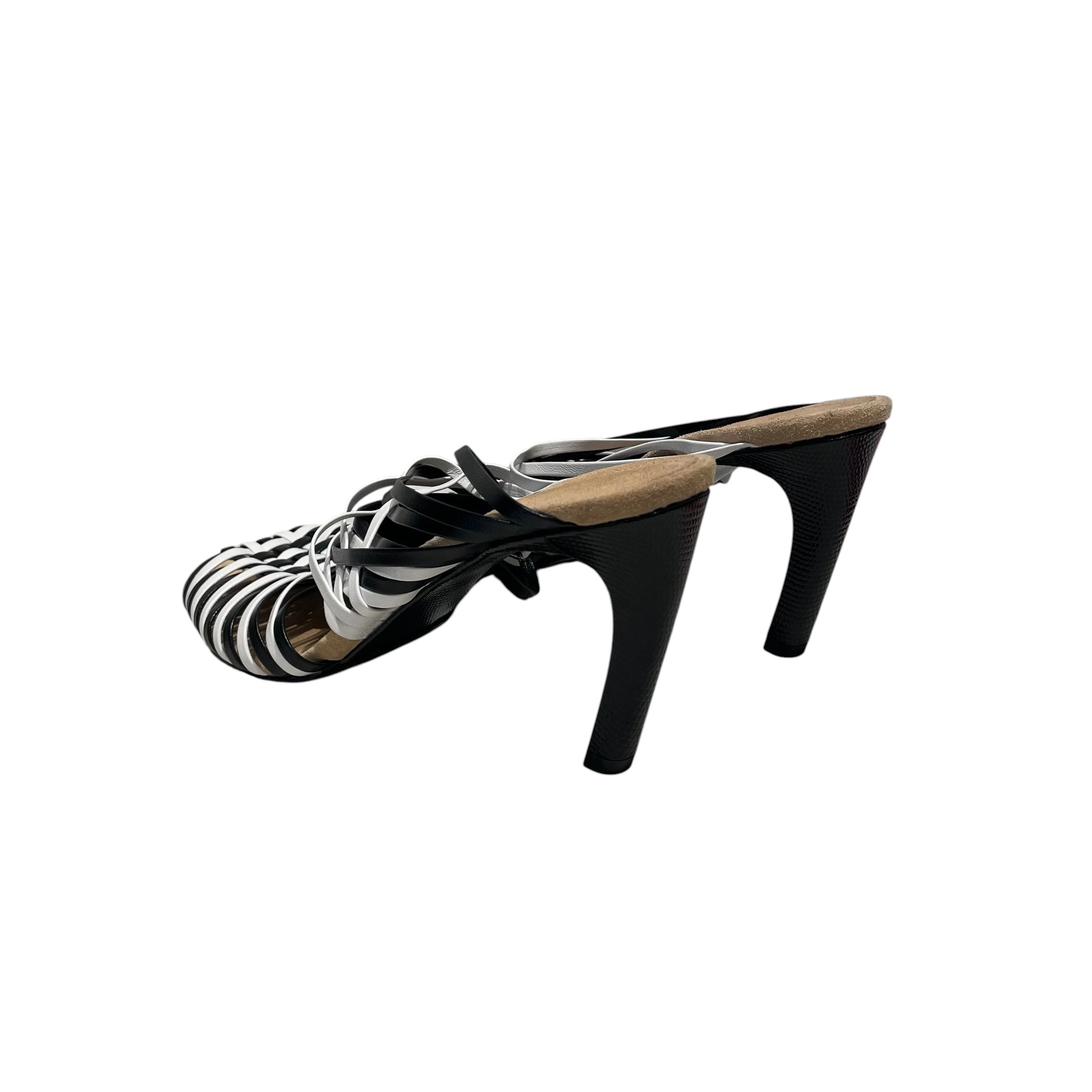 DRIES VAN NOTEN/Heels/EU 39.5/Stripe/Leather/MLT/Bi-Color Caged Heel view 2