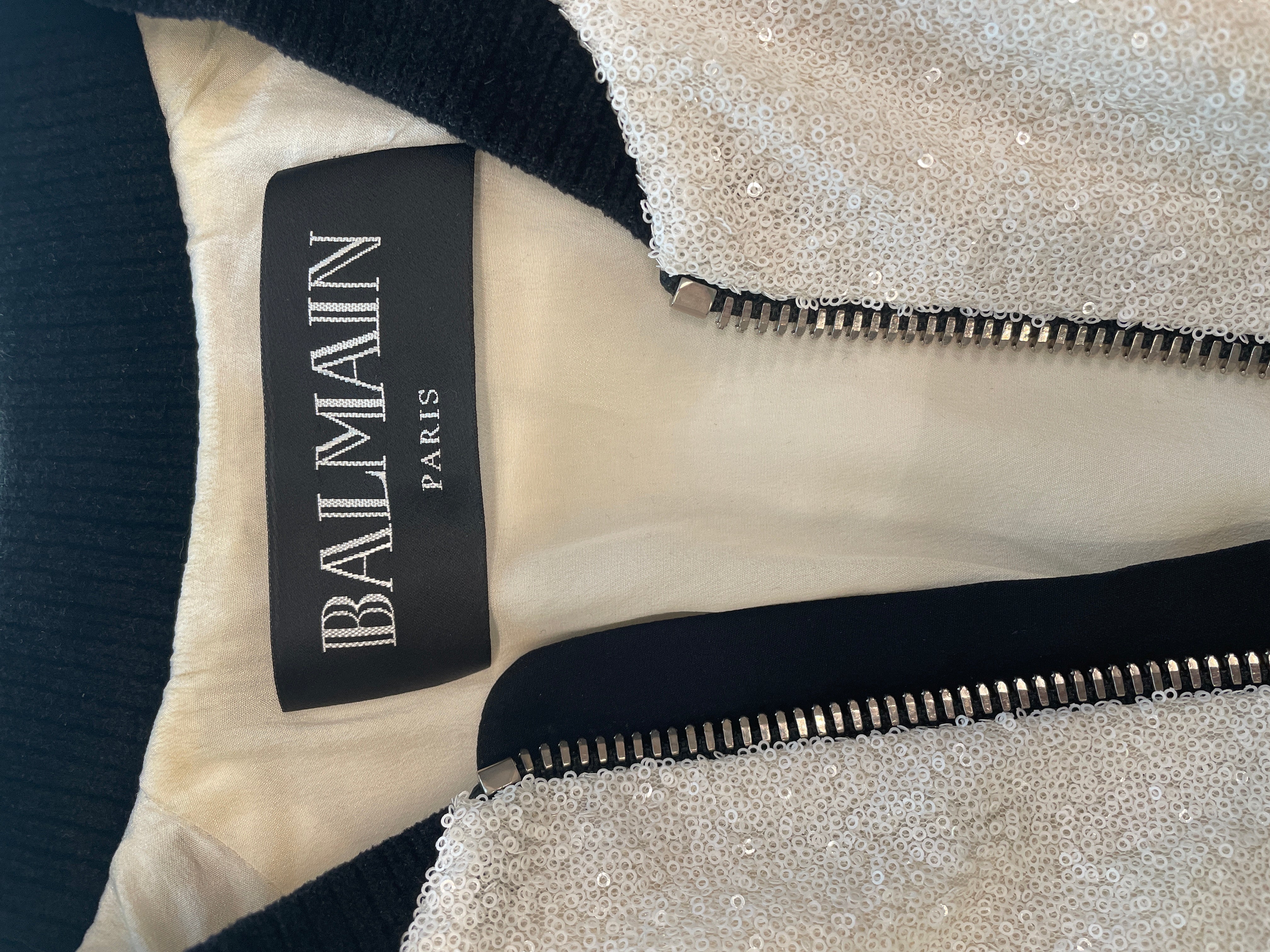 BALMAIN/Track Jkt/34/Polyester/WHT/SEQUIN BOMBER JACKET view 3