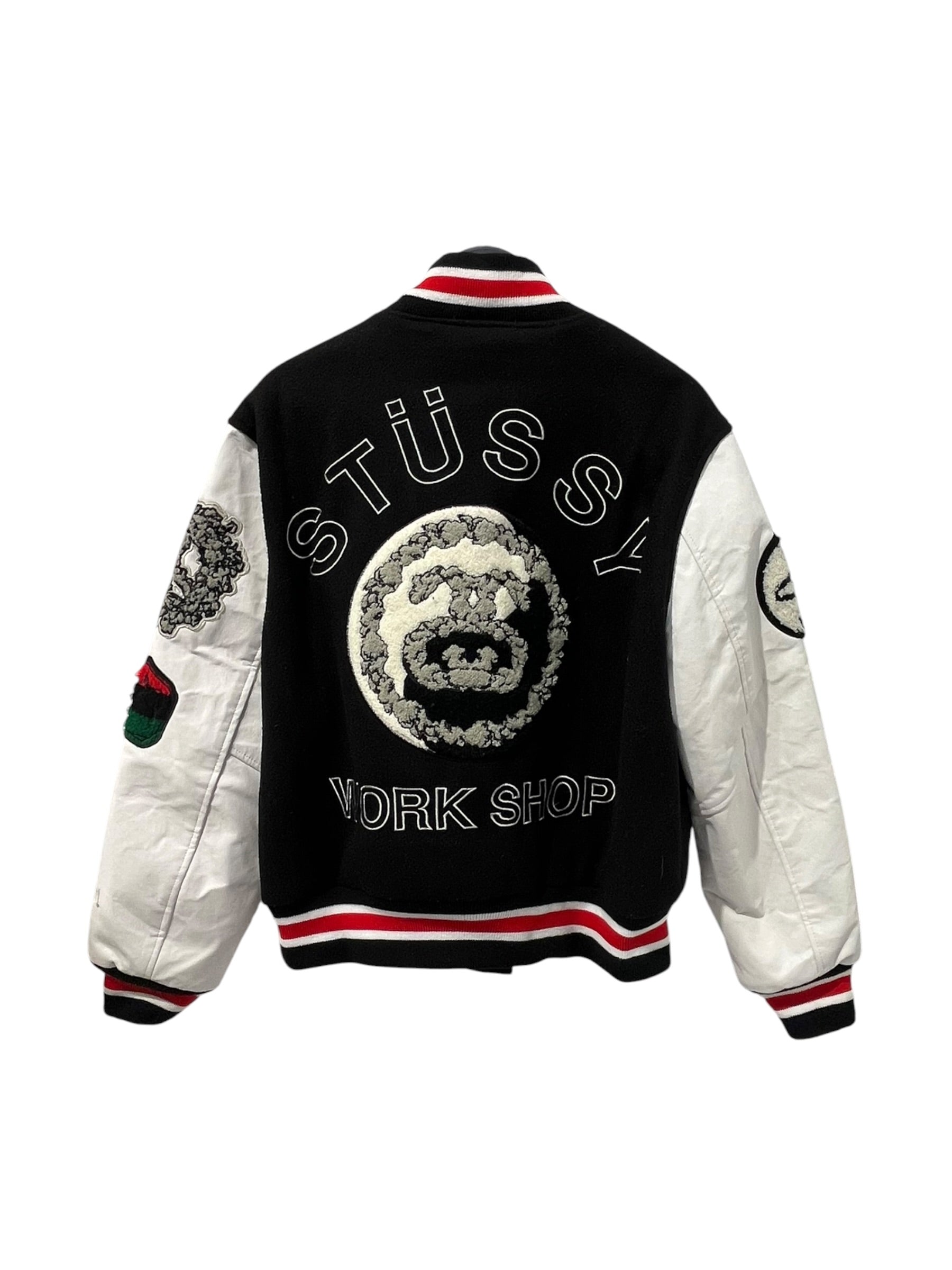 STUSSY/OUR LEGACY/DENIM TEARS/Souvenir Jkt/M/BLK/All Over Print/TTL VARSITY JKT BLK & WHT view 2