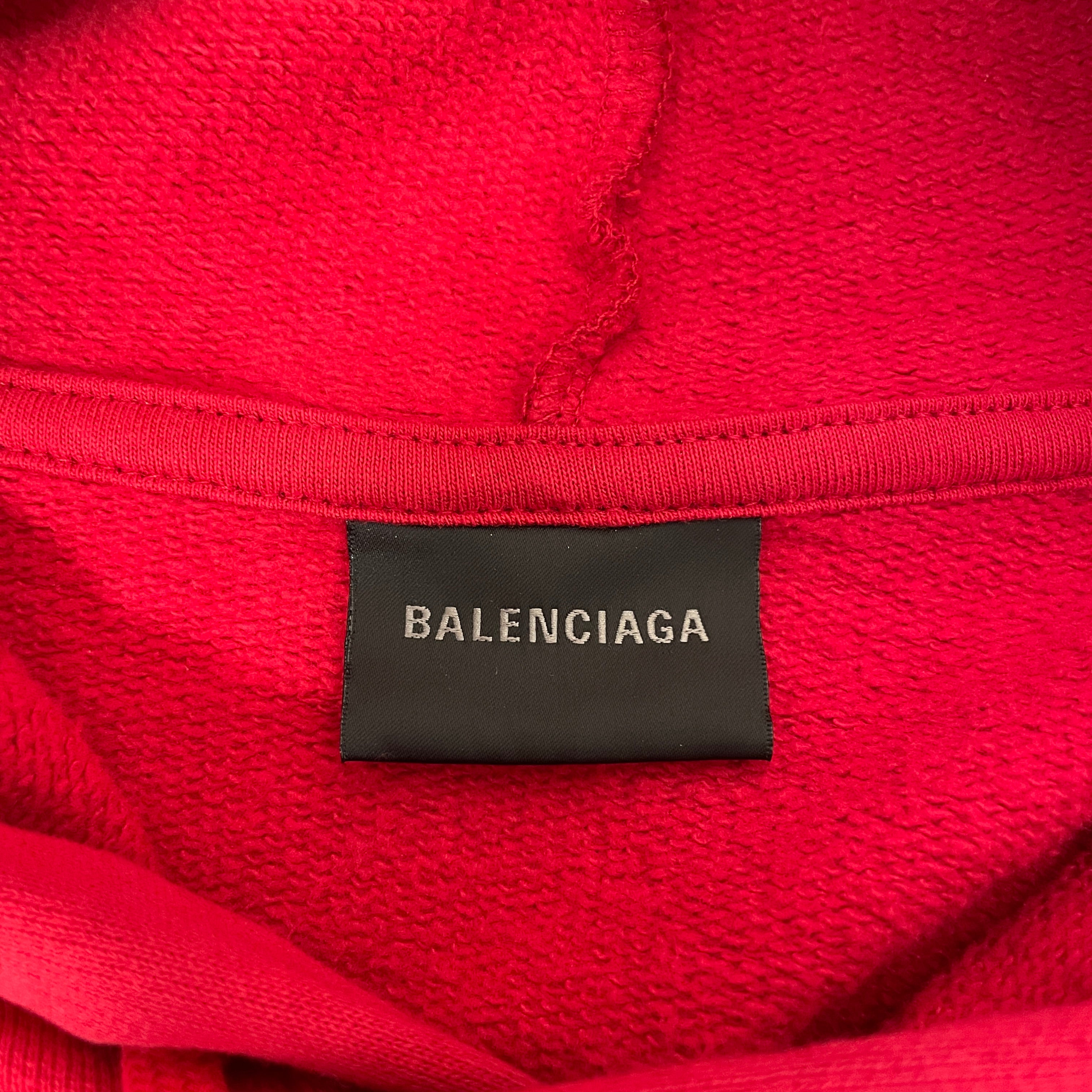 BALENCIAGA/Hoodie/M/Cotton/RED/Oversize/CURSIVE SLEEVES view 3