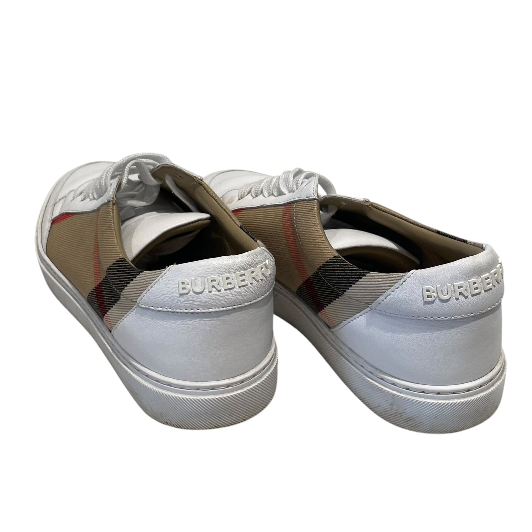 BURBERRY LONDON/Low-Sneakers/EU 37.5/Plaid/Leather/WHT/Burberry Salmond Check low-top view 2