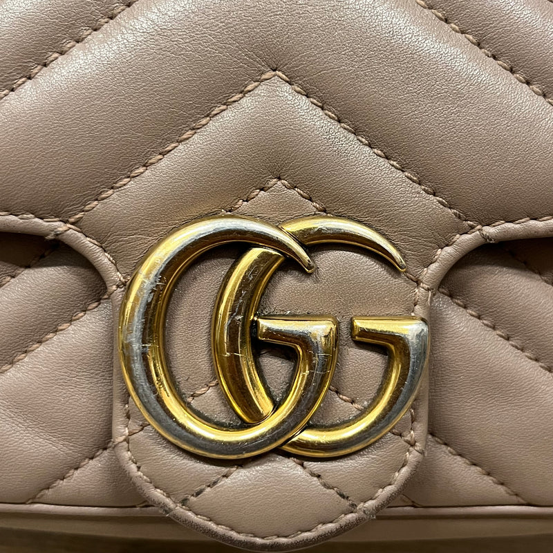 GUCCI/Cross Body Bag/OS/Leather/BEG/Marmont Super Mini