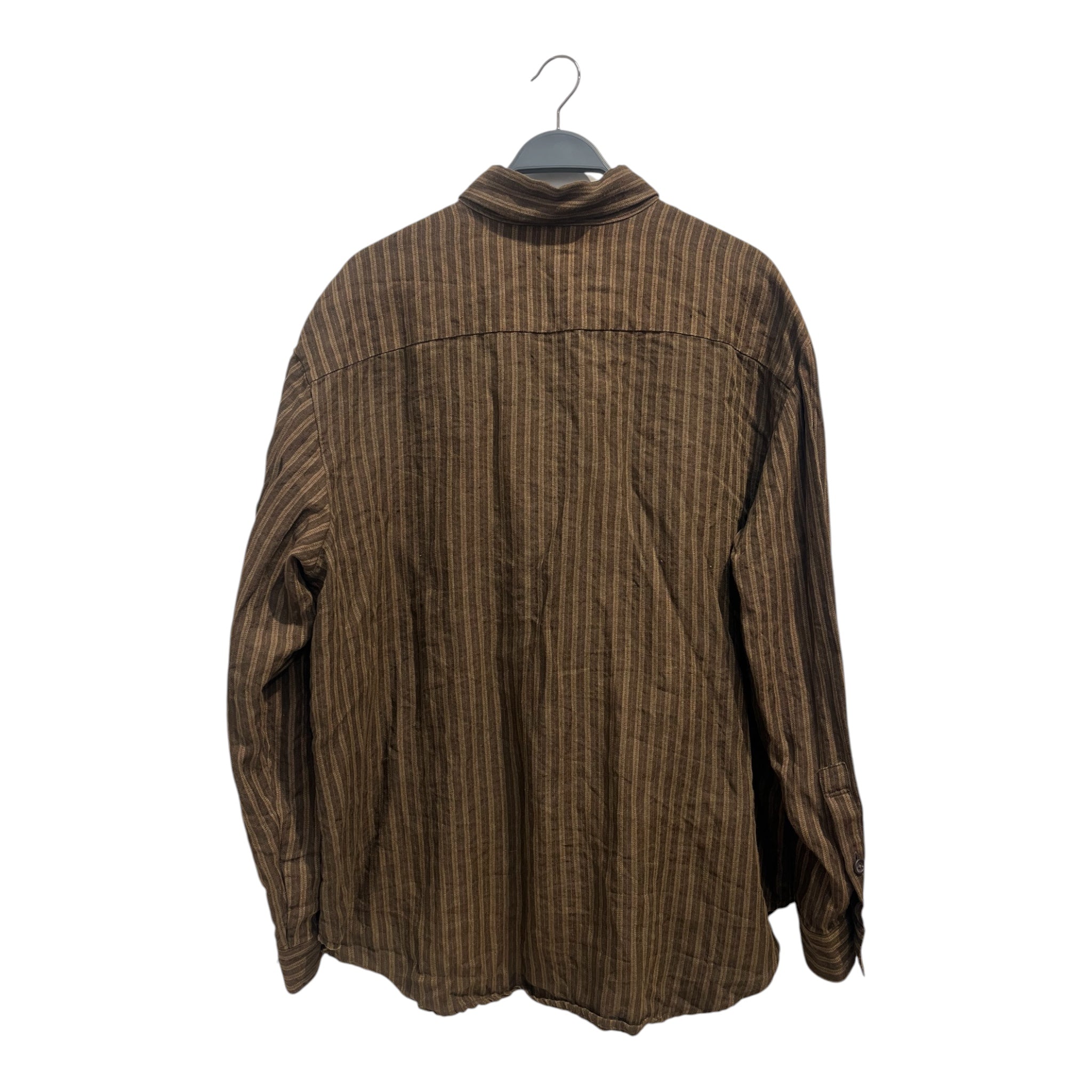 evan kinori/LS Shirt/L/Linen/BRW/Stripe/LINEN STRIPED HBT BIGSHIRT view 2