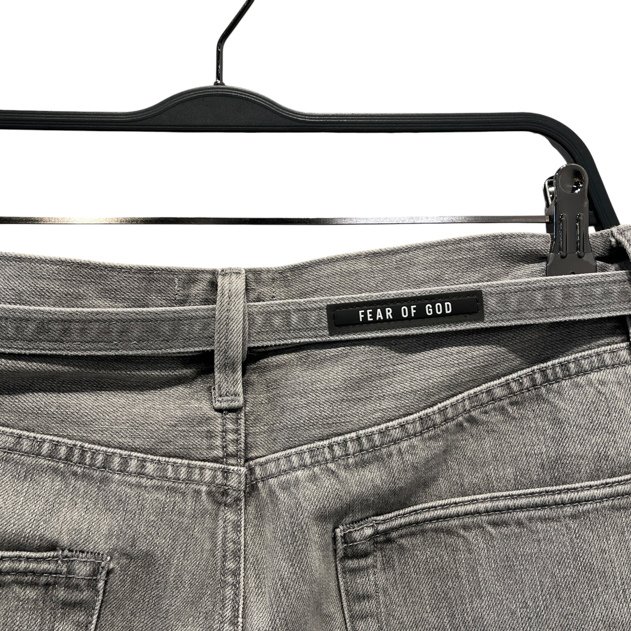 FEAR OF GOD/Straight Pants/34/Denim/GRY/DISTRESSED BELTED GREY DENIM view 4