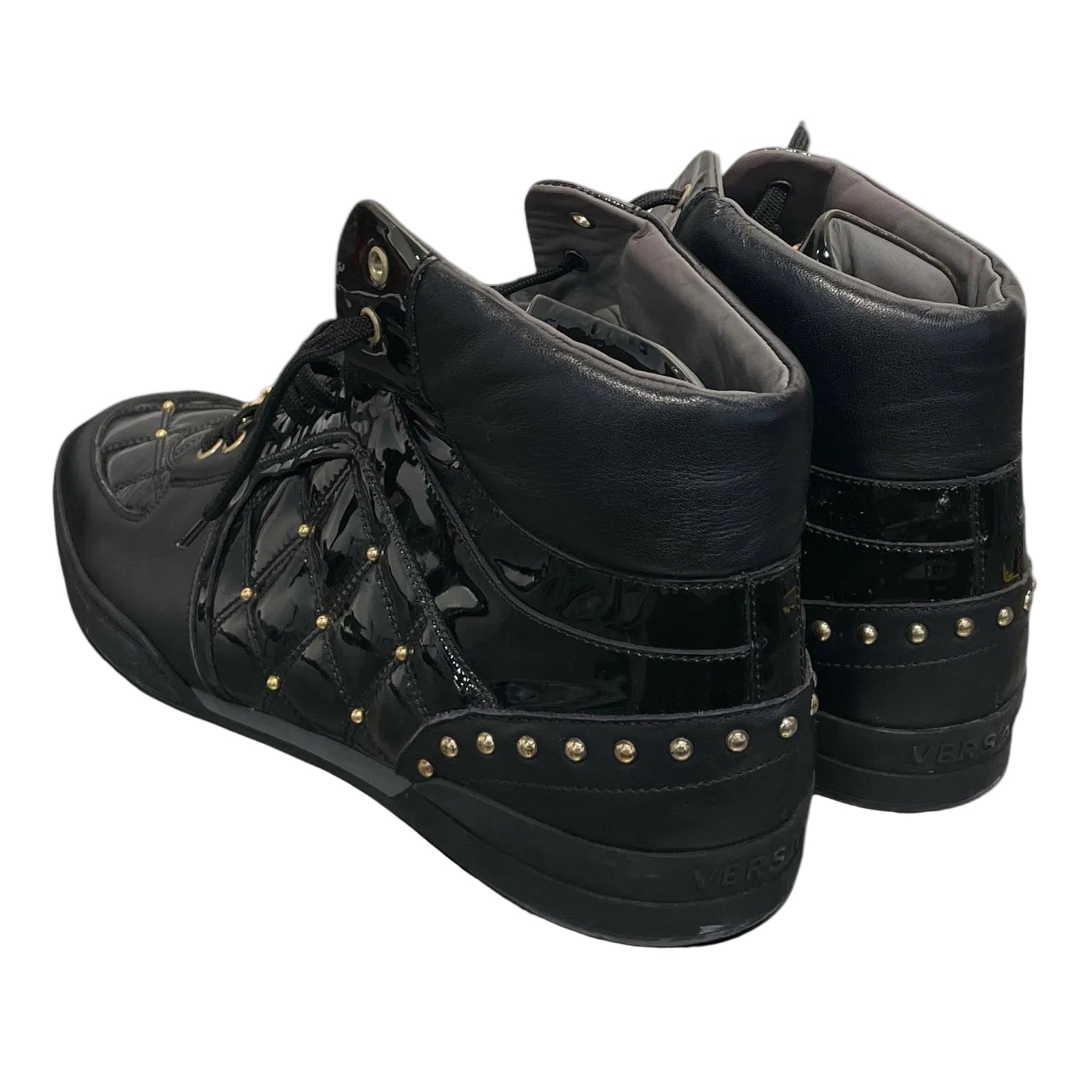 VERSACE/Boots/EU 46/Leather/BLK/PATENT LEATHER MEDUSA BOOTS view 2
