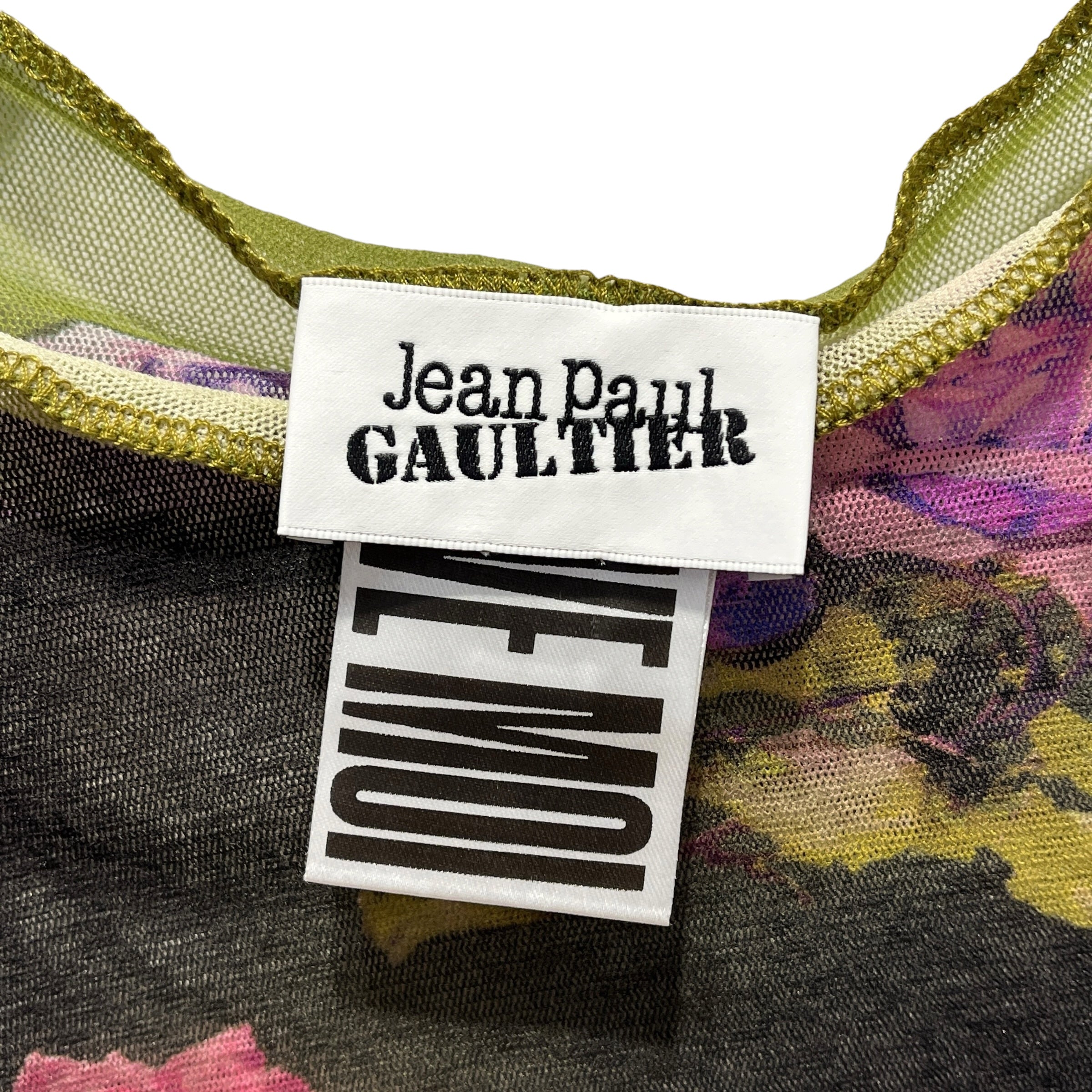 Jean Paul Gaultier/LS T-Shirt/S/M/Floral Pattern/Polyester/MLT/VIOLET FLOWERS BLK&GRN LS CROP view 3