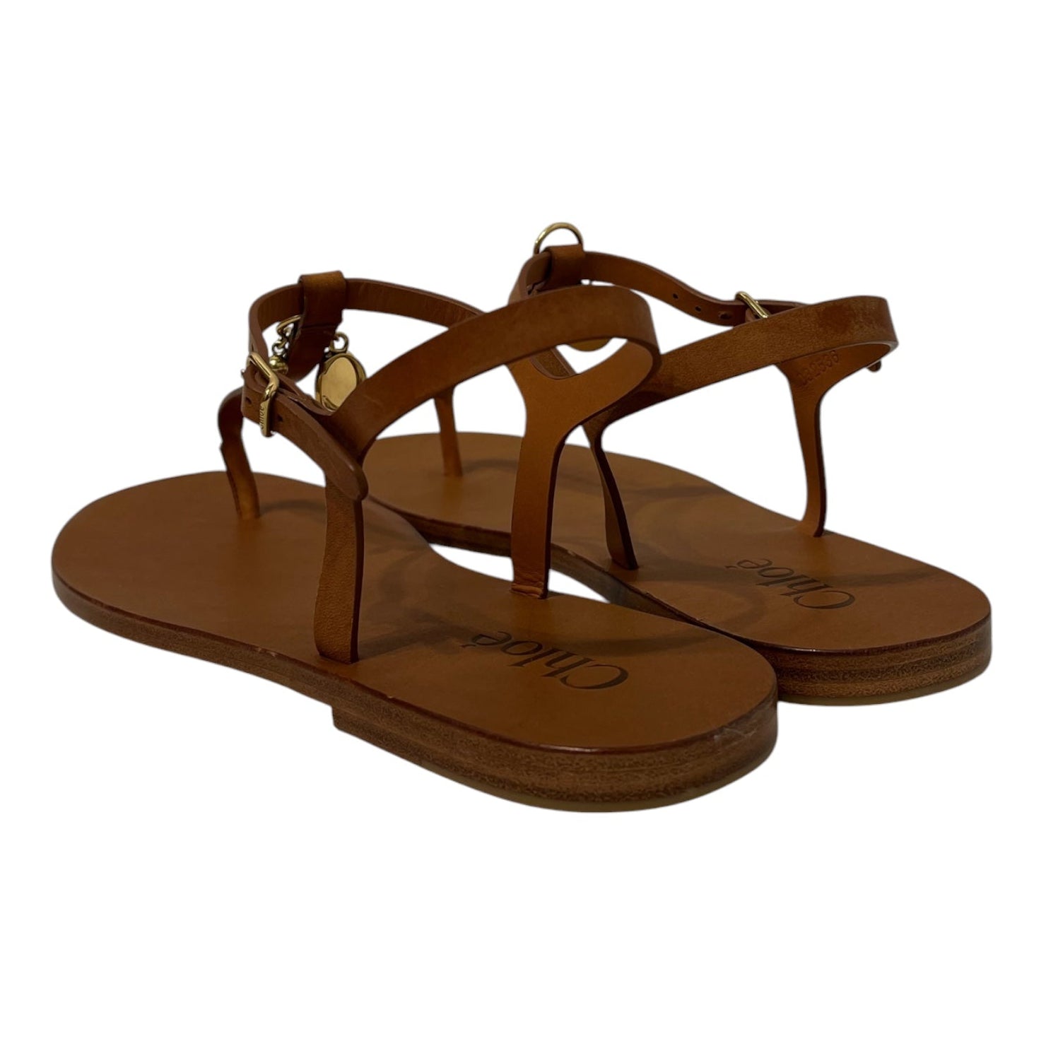 Chloe/Sandals/EU 40/Leather/BRW/Ankle Strap/GOLD LOGO CHARMS THONG view 2