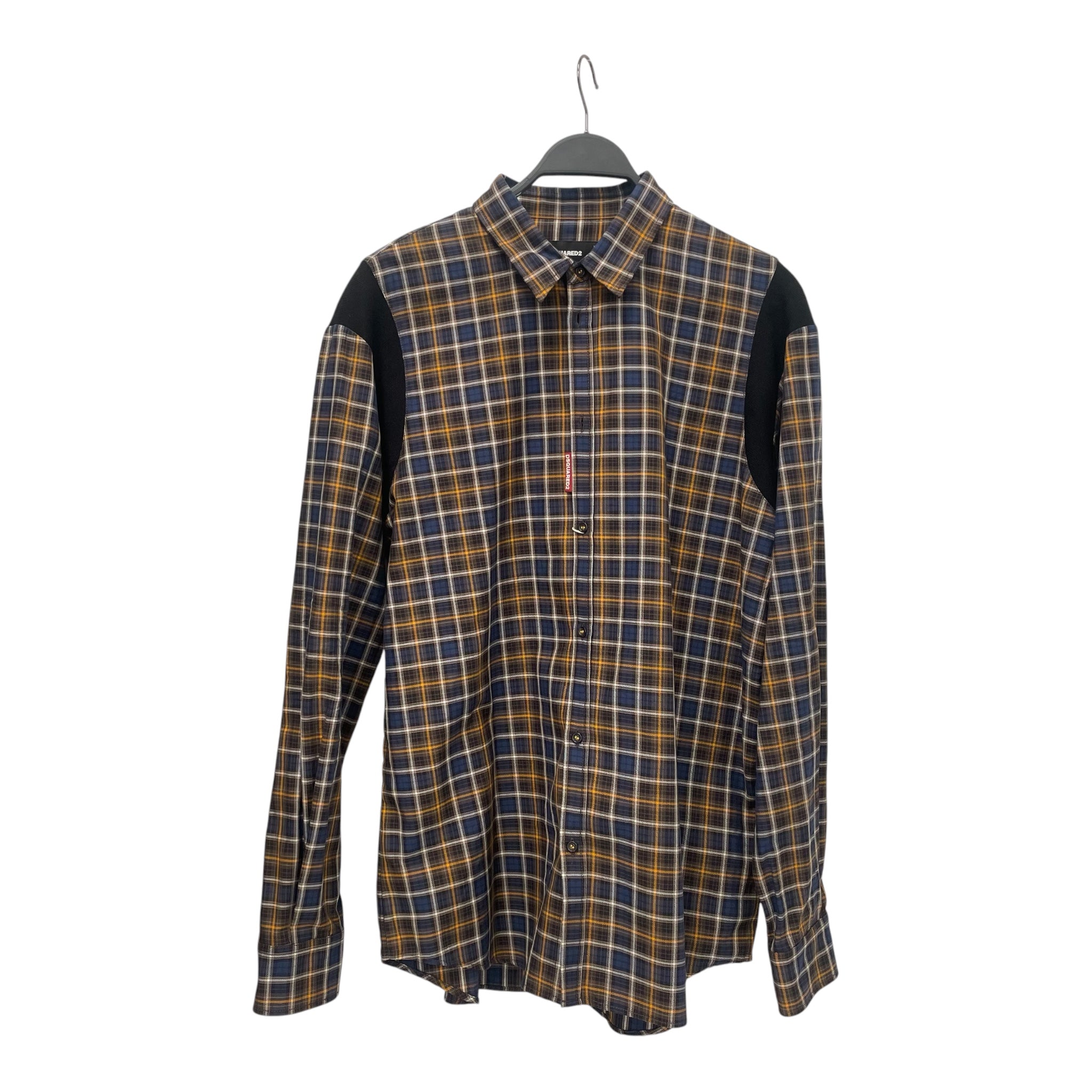 DSQUARED2/Flannel Shirt/52/Cotton/BLU/Plaid/BLUE WHITE ORANGE FLANNEL view 1