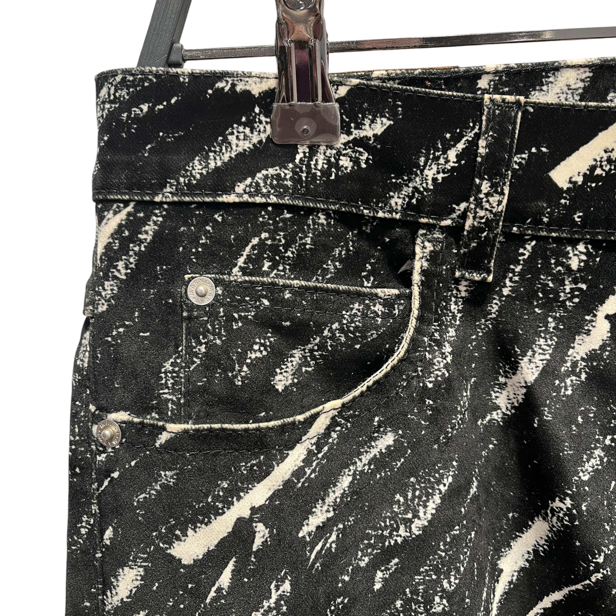 MARNI/Pants/31/BLK/All Over Print/velvet-like crayon pattern view 12