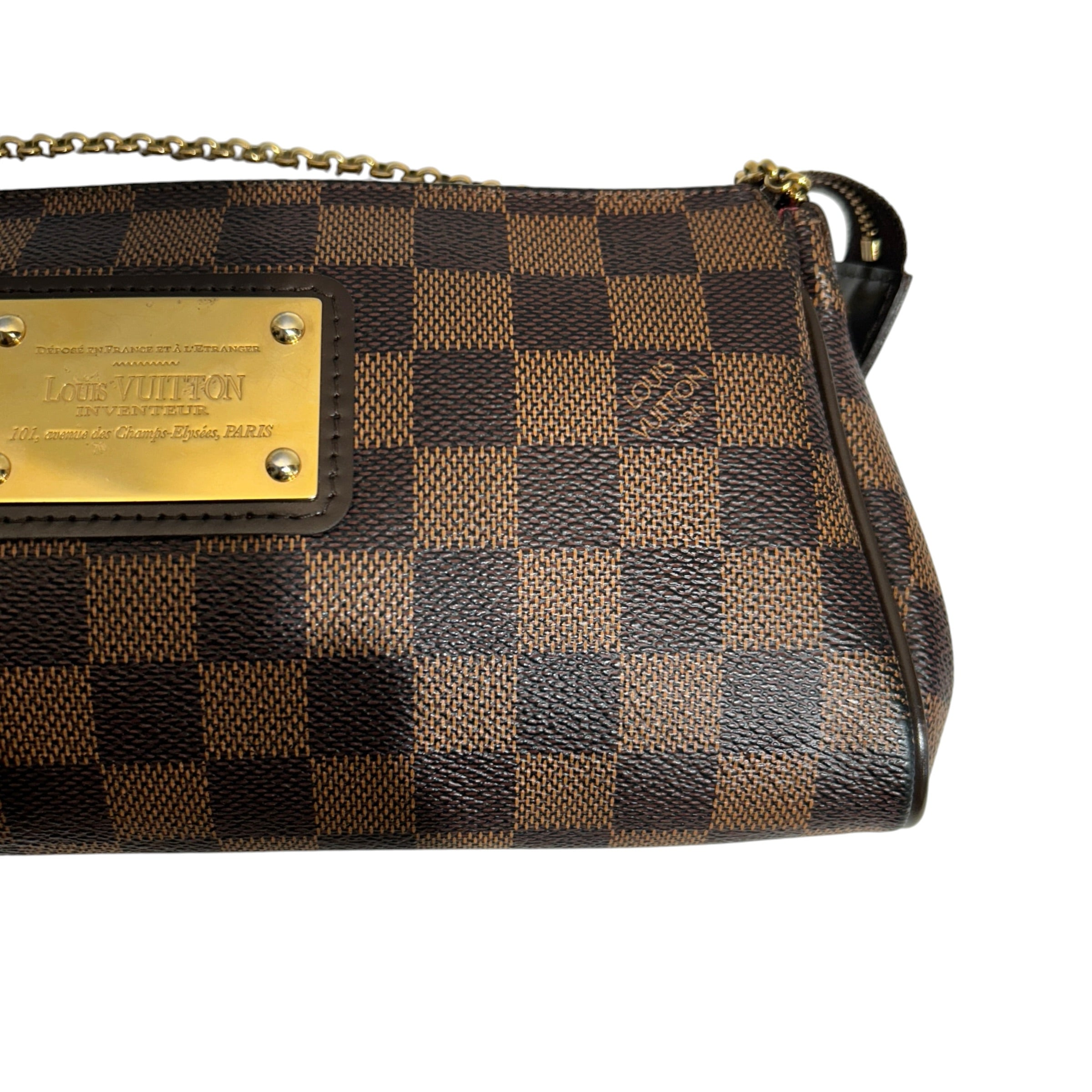 LOUIS VUITTON/Clutch Bag/Plaid/Leather/BRW/DAMIER EBENE Eva Clutch view 5