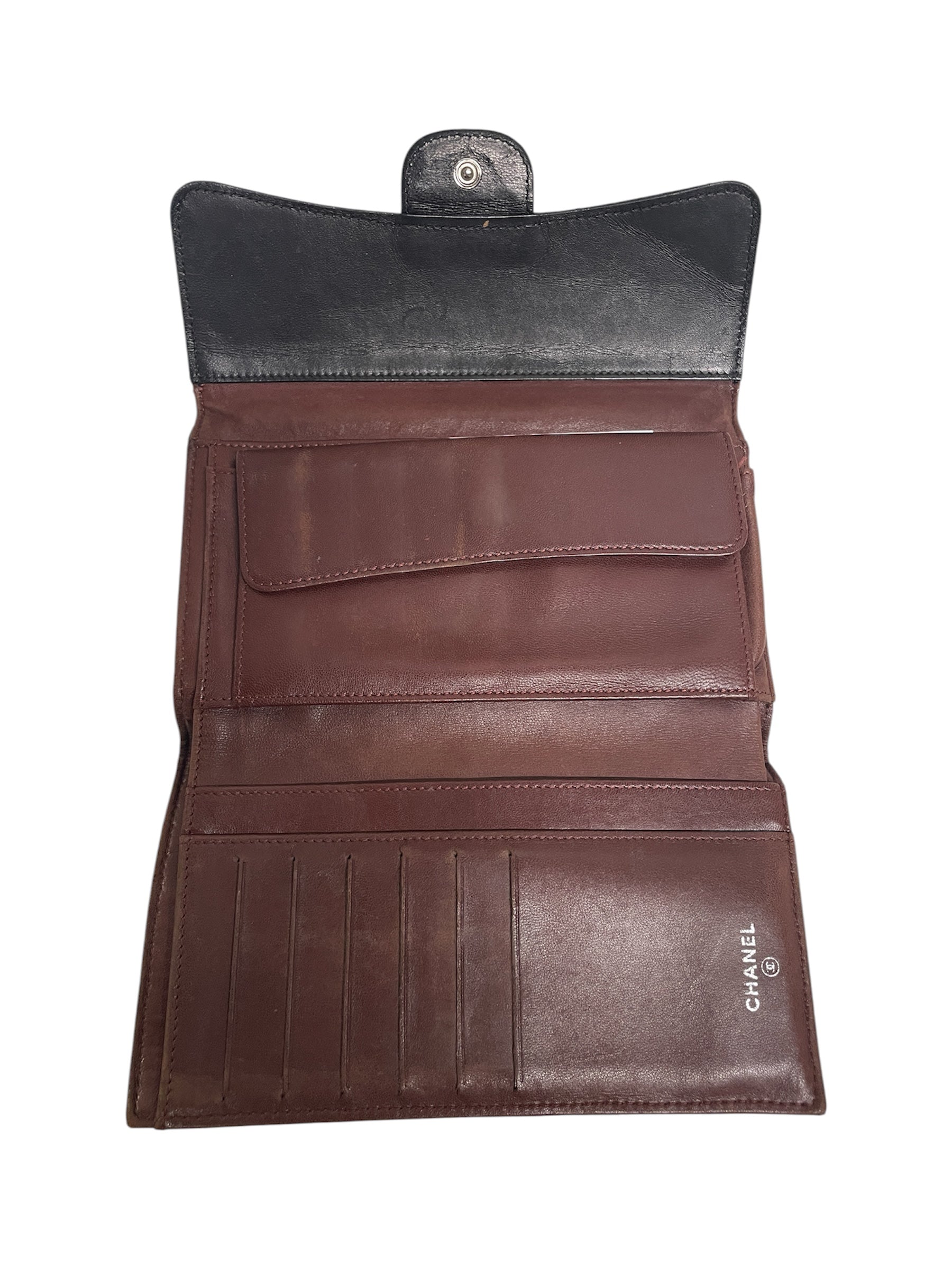 CHANEL/Long Wallet/Leather/BLK/L's/quited stitch view 3