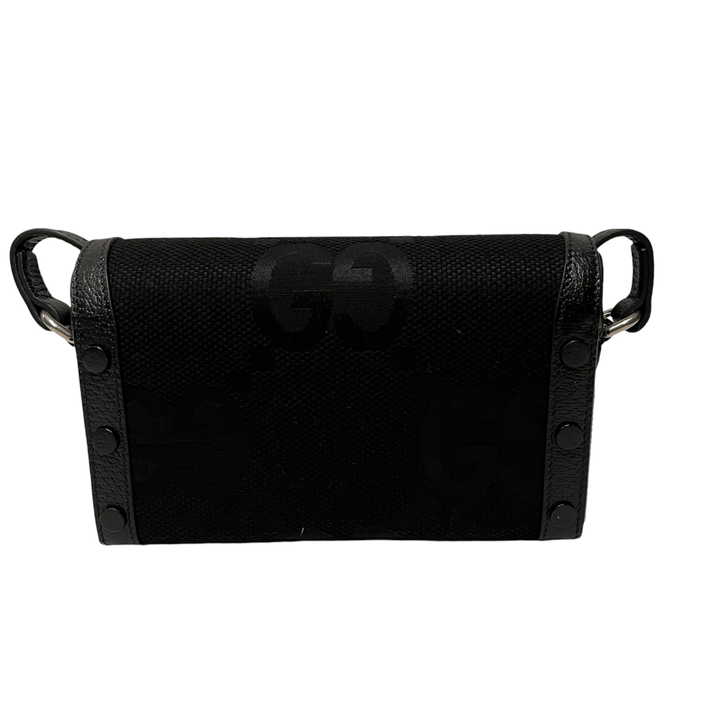 GUCCI/Cross Body Bag/Monogram/Cotton/BLK/Mini Horsebit 1955 Crossbody view 2