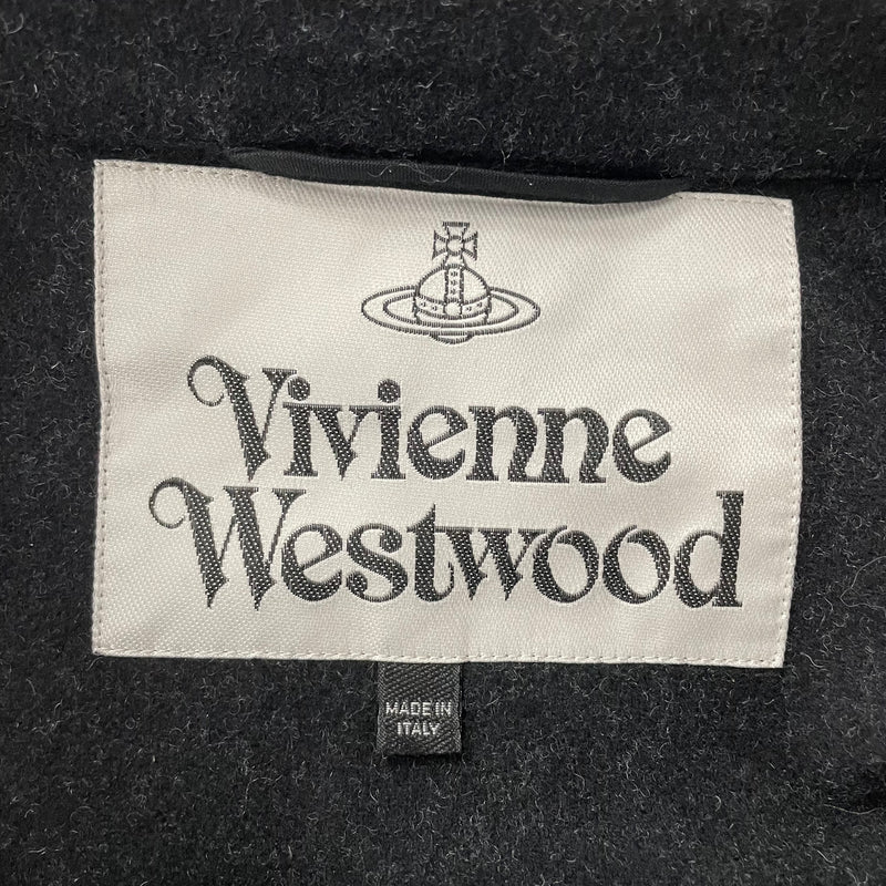 Vivienne Westwood/Trench Coat/L/Wool/BLK/WRAP AROUND COLLAR