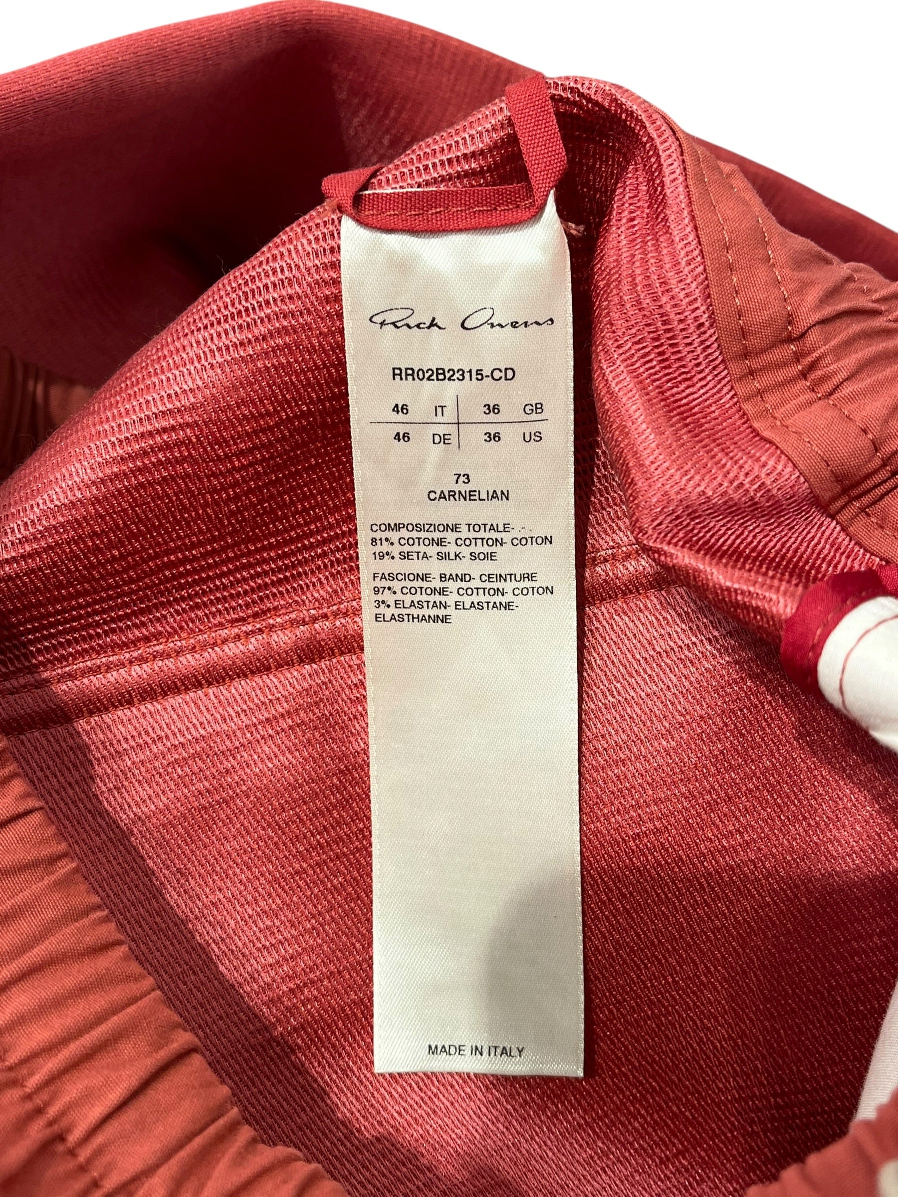 Rick Owens/Pants/36/Cotton/RED/BELA WIDE LEG view 5