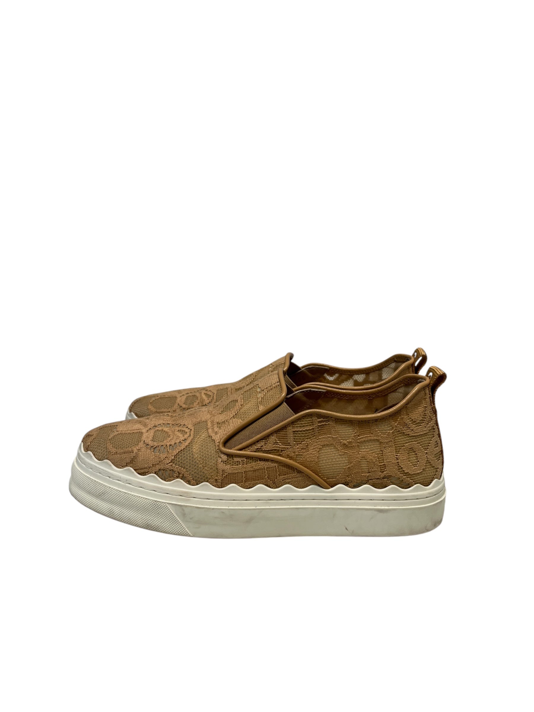 Chloe/Low-Sneakers/US 6/Cotton/BEG/LACE SLIP ONS view 3