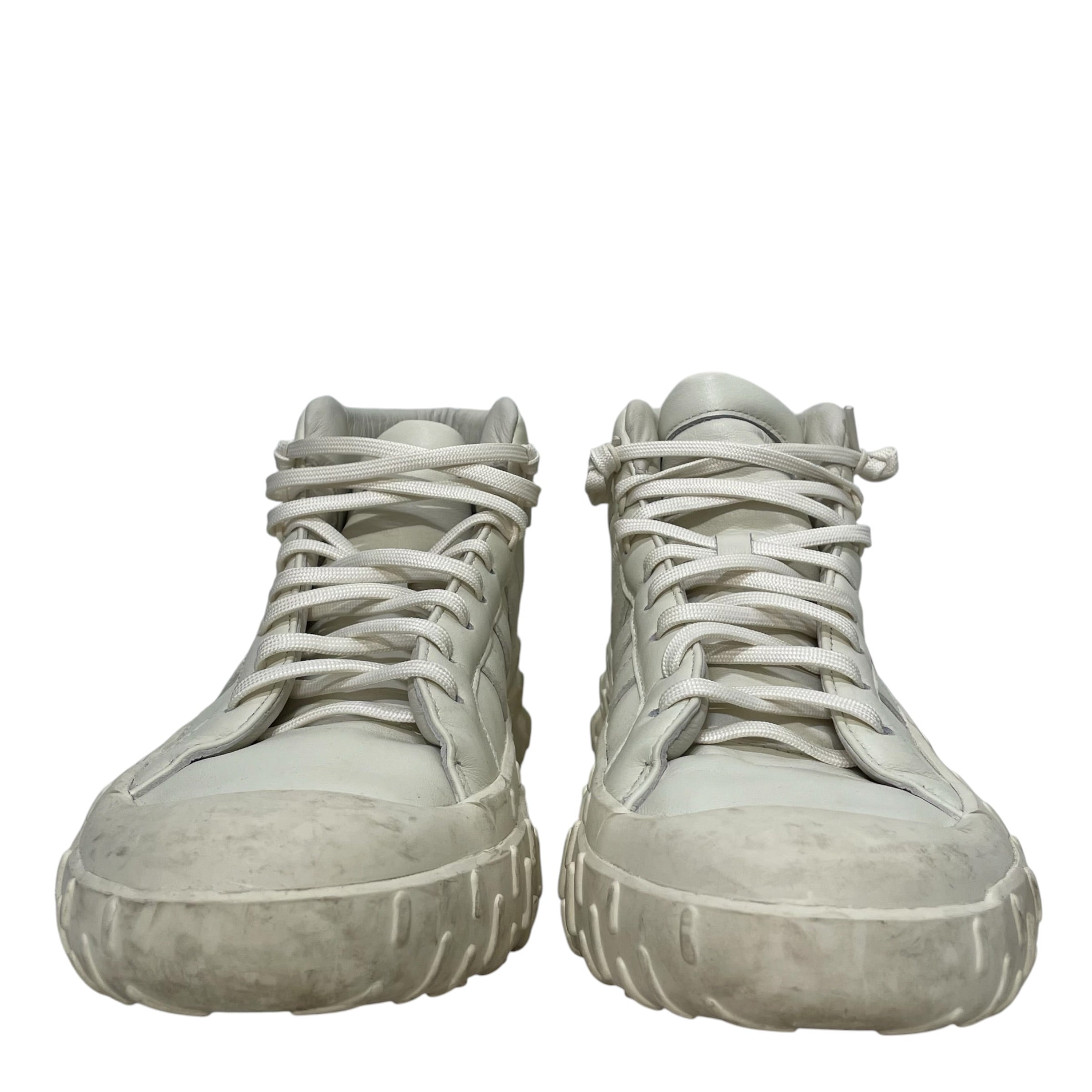 Y-3/adidas/Hi-Sneakers/US 9/Cotton/WHT/GR.1P , Embedded Y-3 logo view 3
