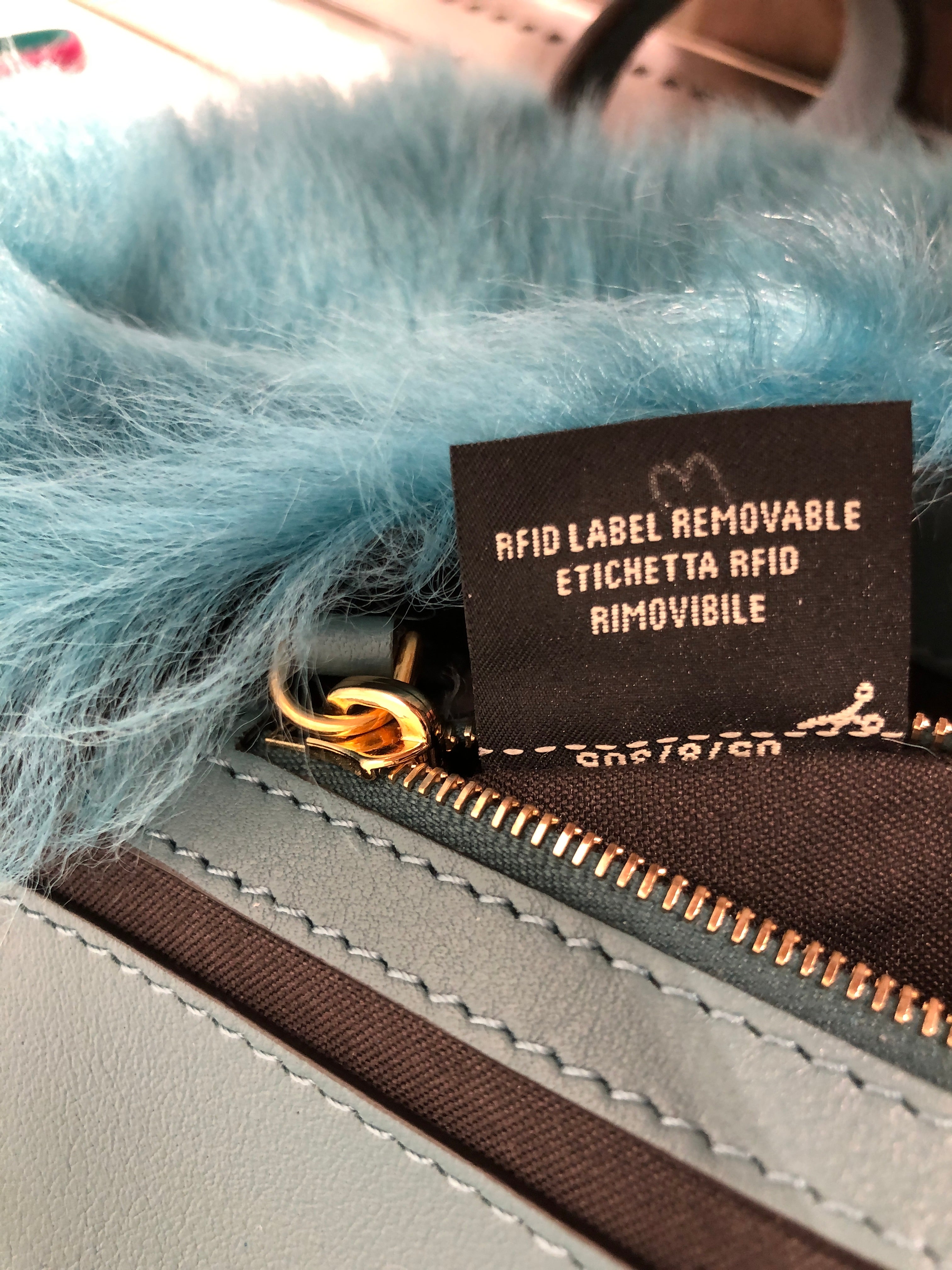 FENDI/Bag/BLU/furry teal bag view 8