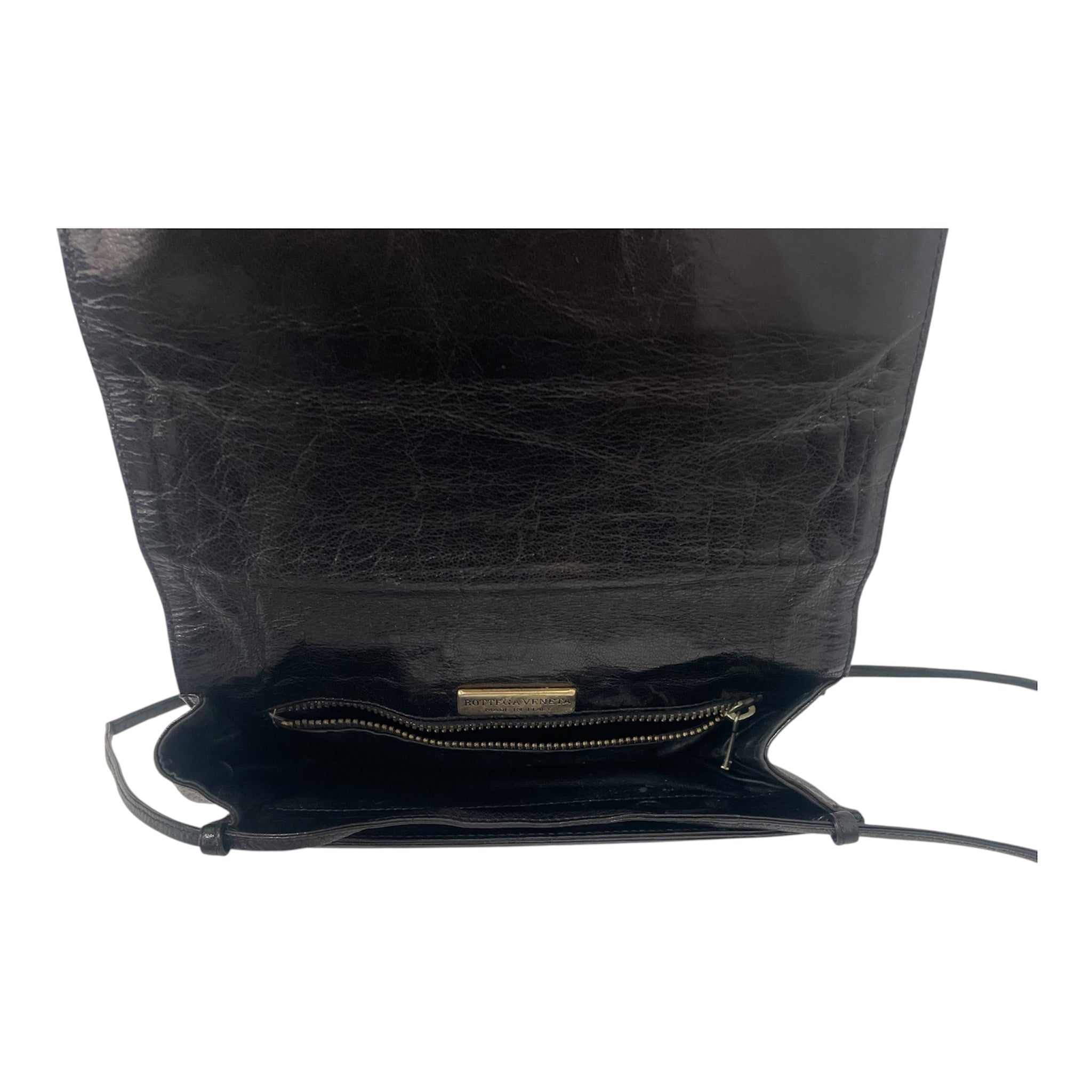 BOTTEGA VENETA/Cross Body Bag/Leather/BLK/DISTRESSED view 3