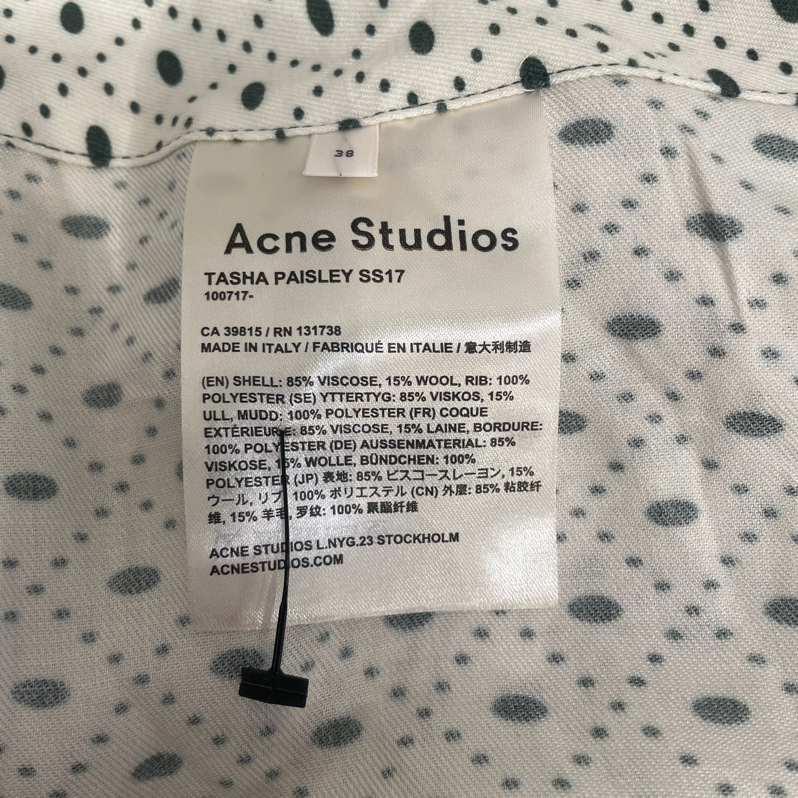 Acne Studios/Straight Pants/38/Cotton/WHT/Paisley/GRN PAISLEY CML WAIST BAND view 5