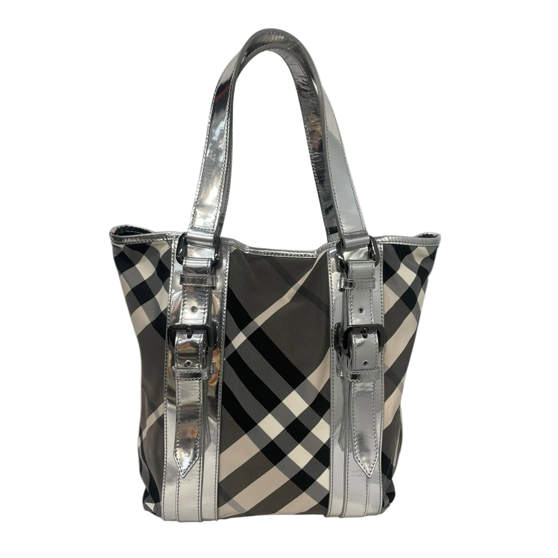 BURBERRY/Tote Bag/Plaid/Cotton/SLV/beat check tote view 2