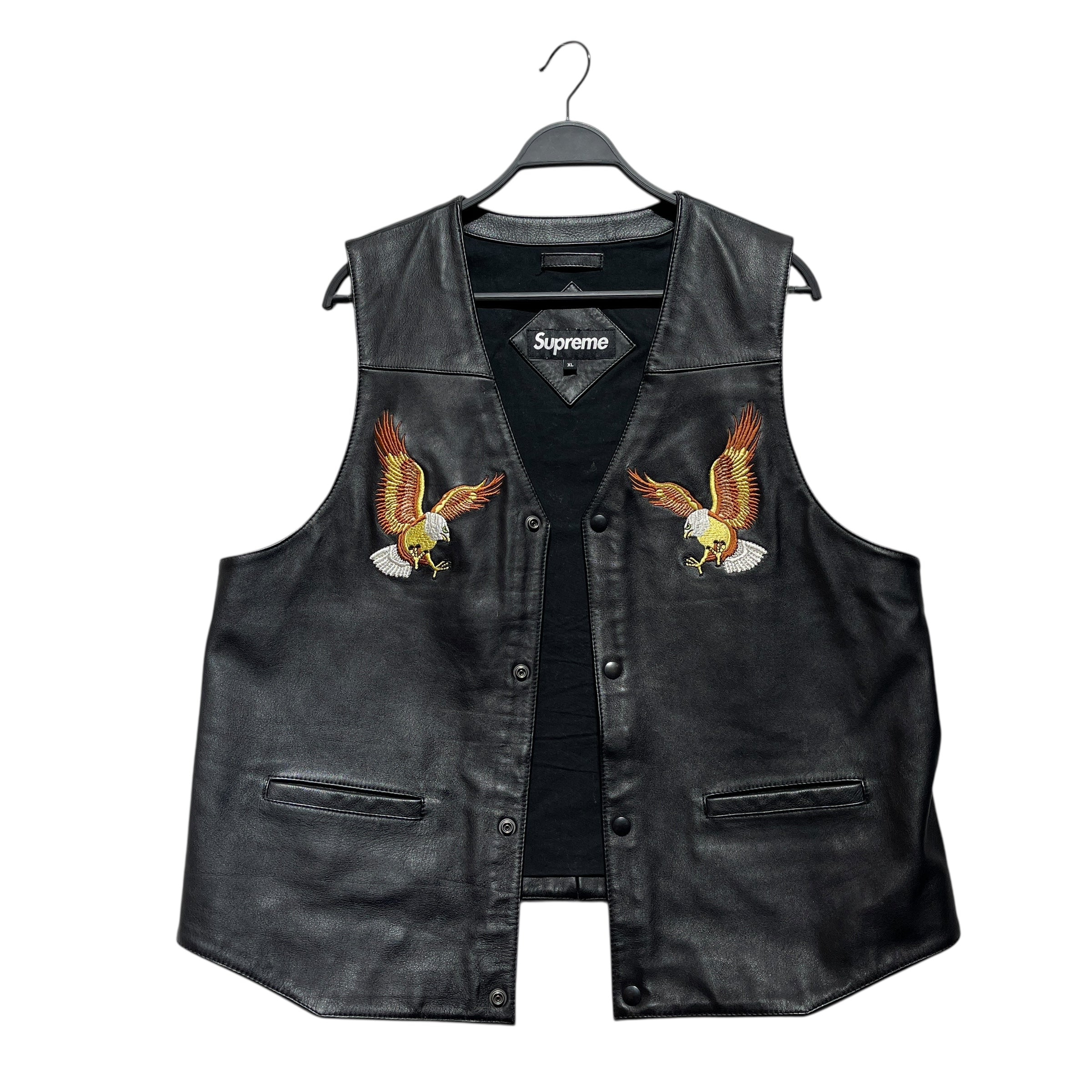 Supreme/Vest/L/Leather/BLK/EAGLE EMBROIDERY view 4