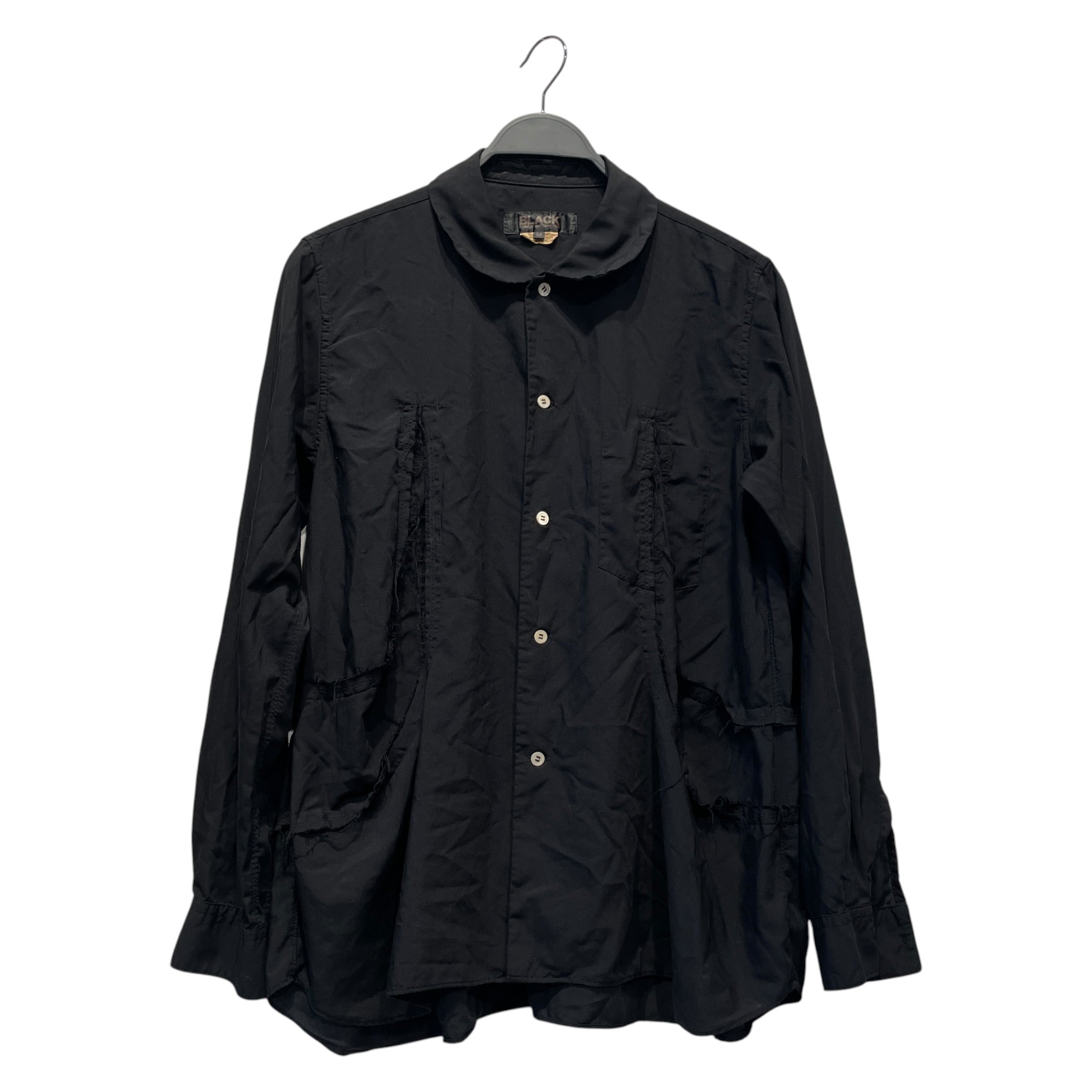 BLACK COMME des GARCONS/LS Shirt/M/Cotton/BLK/DISTRESSED CUT OUT view 1