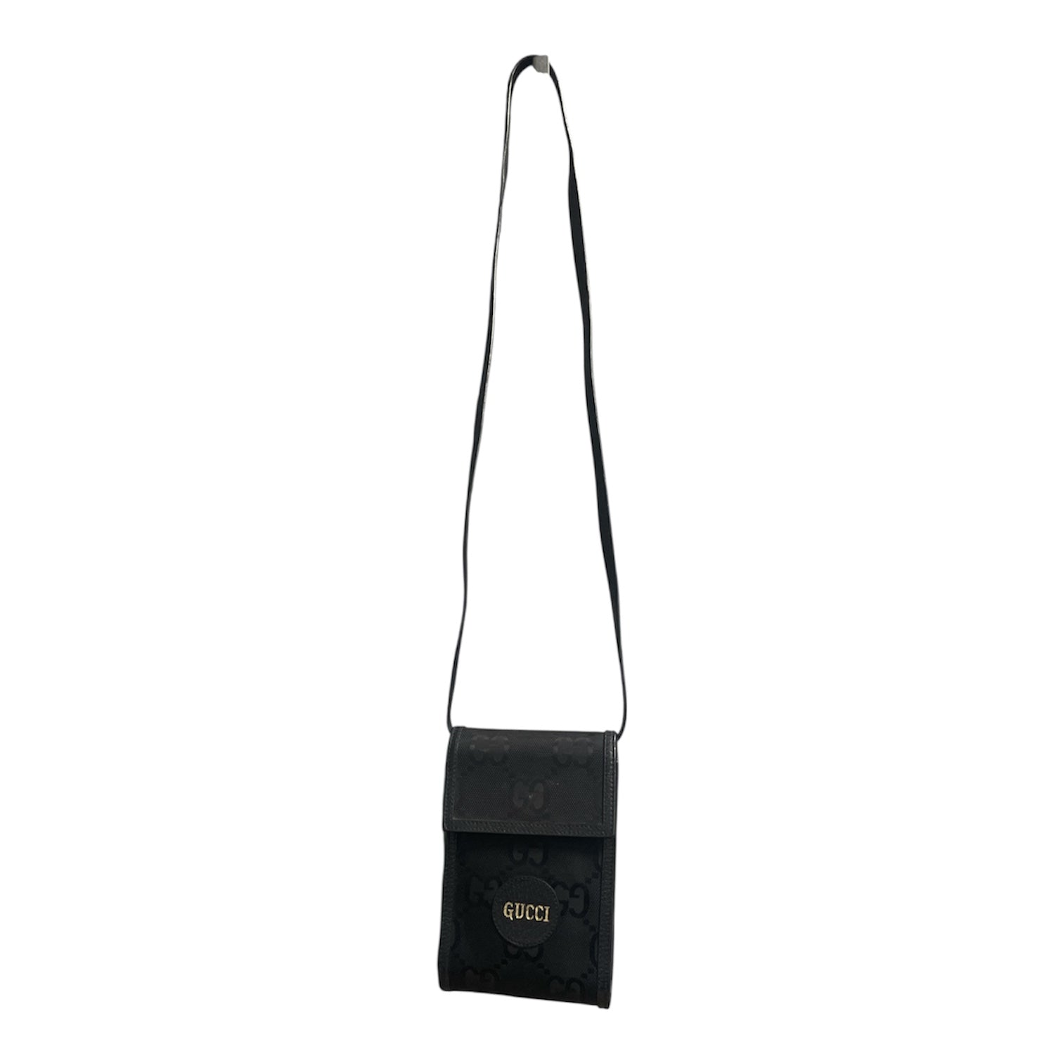 GUCCI/Cross Body Bag/Monogram/Leather/BLK/gold gucci print view 1