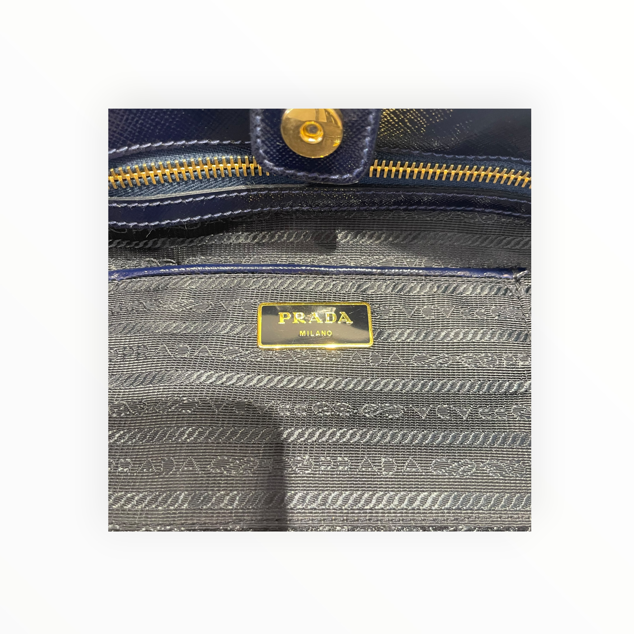 PRADA/Tote Bag/Leather/NVY/SAFFIANO VERNICE TOTE view 5