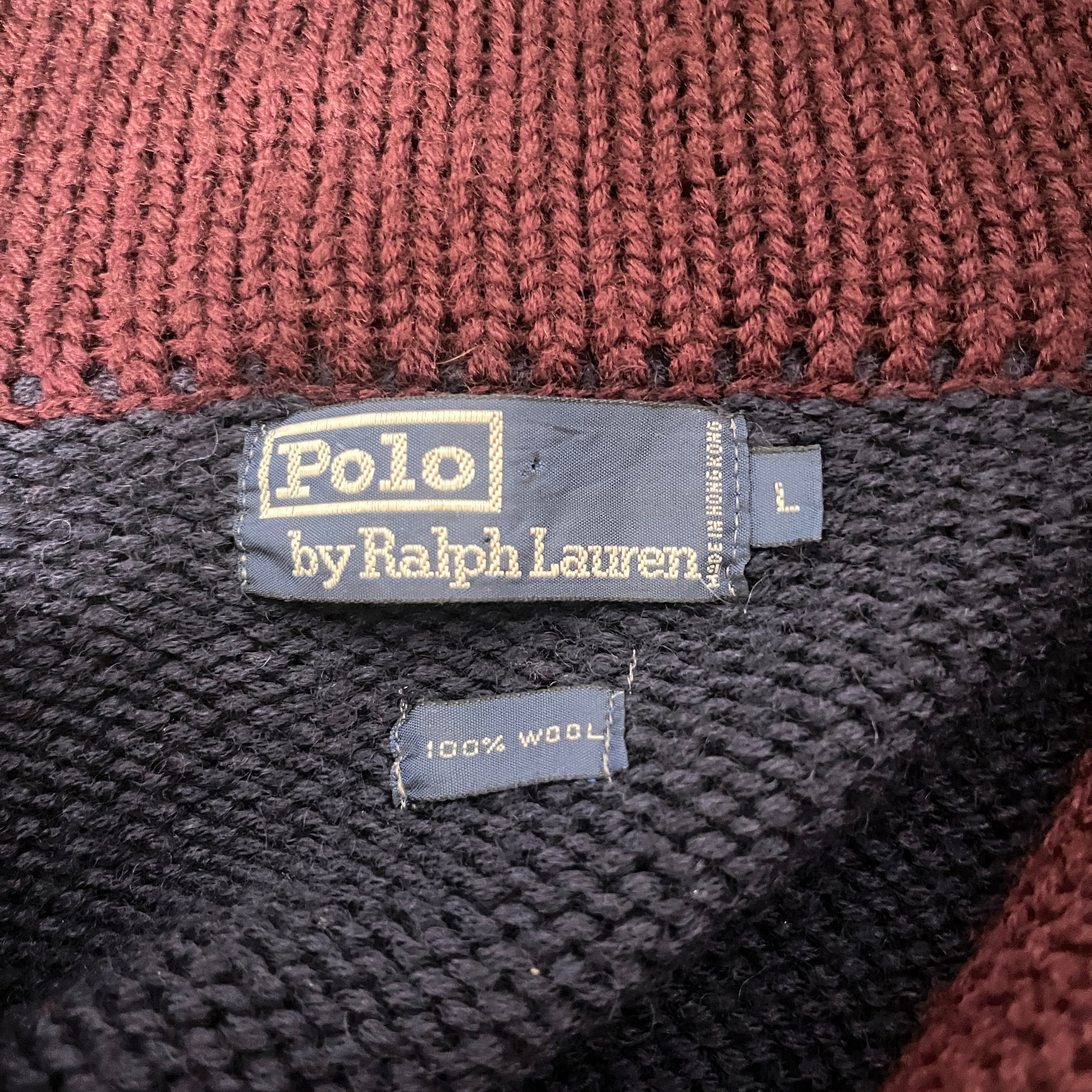 POLO RALPH LAUREN/Heavy Cardigan/L/Wool/NVY/CLUB EMBRO view 3