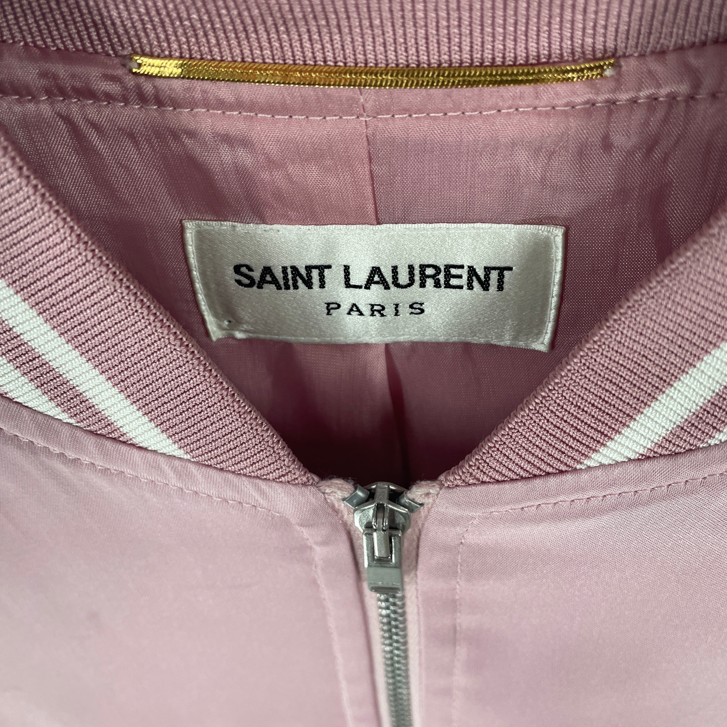 SAINT LAURENT/Jacket/38/PNK/PNK/WHT SATIN BOMBER view 3