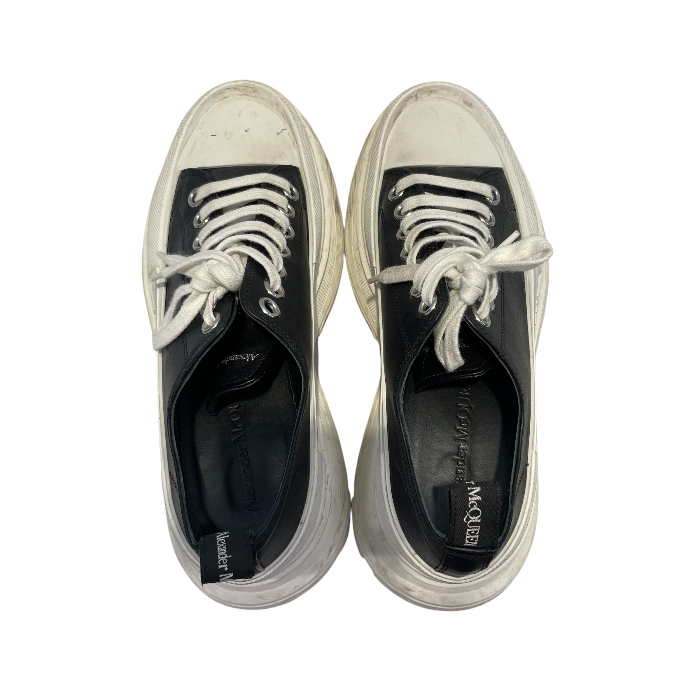 Alexander McQueen/Low-Sneakers/US 8/Leather/BLK/PLATFORM/WHTE LACES view 3