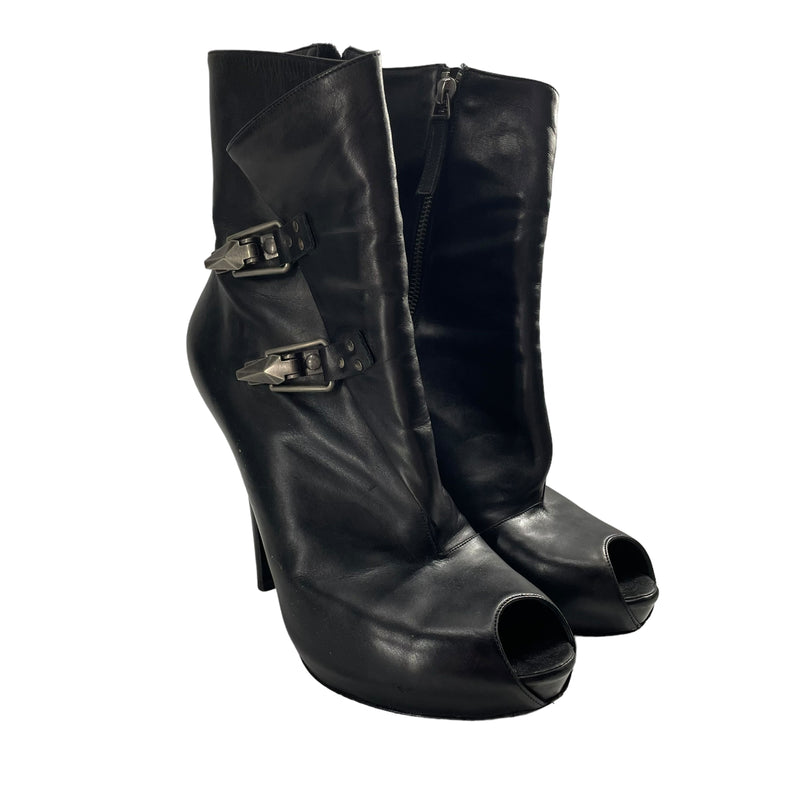 Alexander McQueen/Heels/EU 39.5/Leather/BLK/BUCKLES ON SIDE