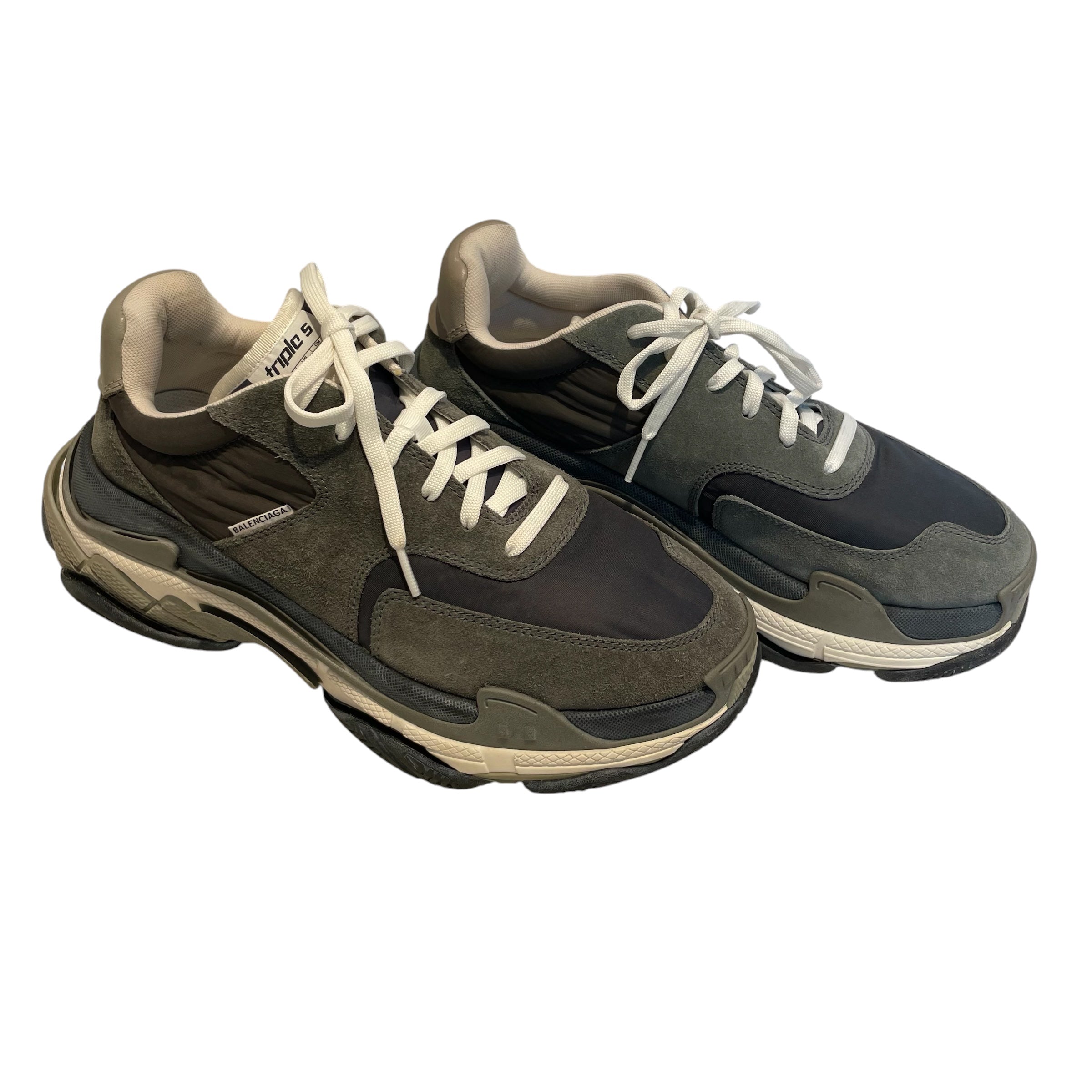 BALENCIAGA/Low-Sneakers/UK 9/Suede/GRY/TRIPLE S/ NYLON AND SUEDE view 1