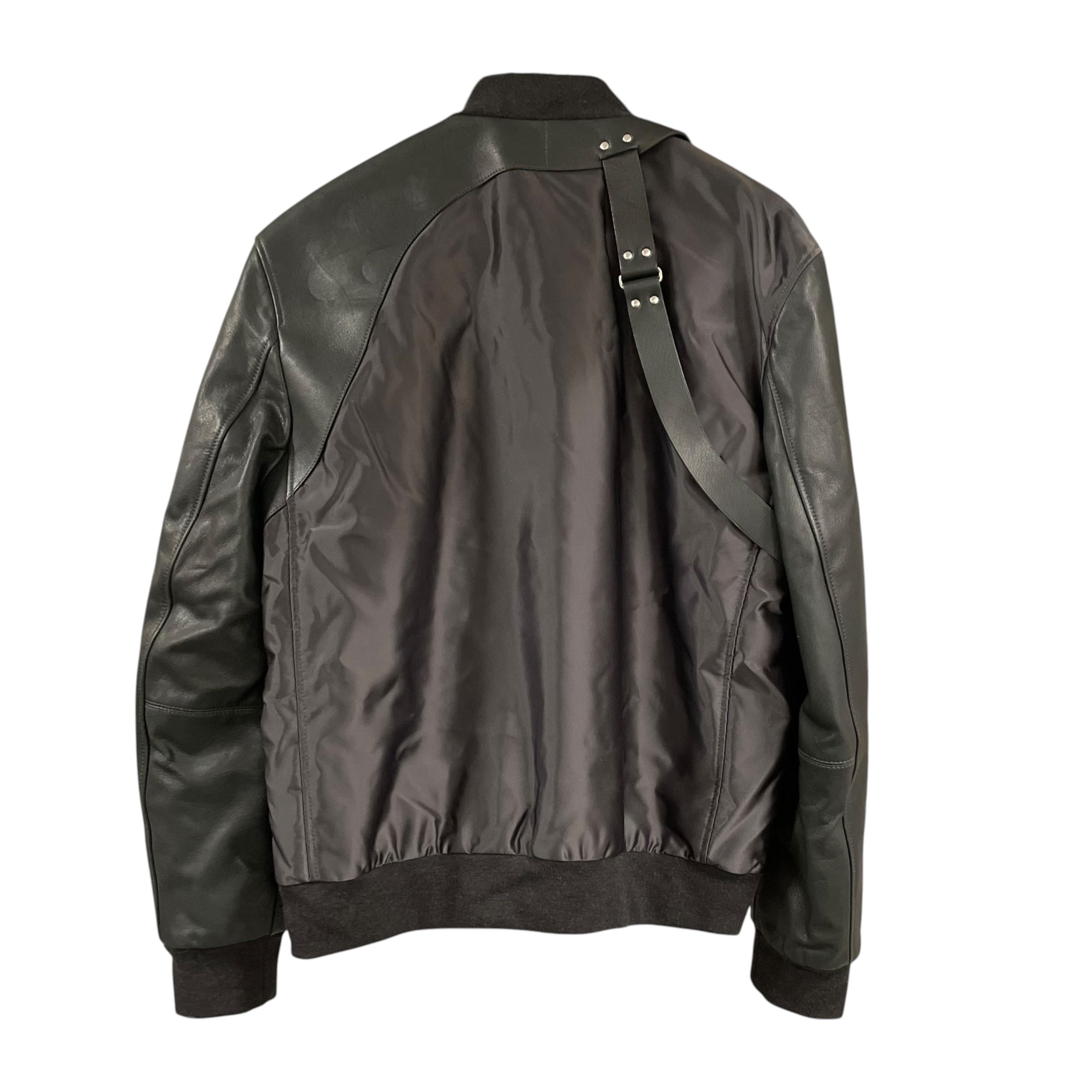 Alexander McQueen/Jacket/52/Polyester/BLK/LEATHER SLEEVES view 2