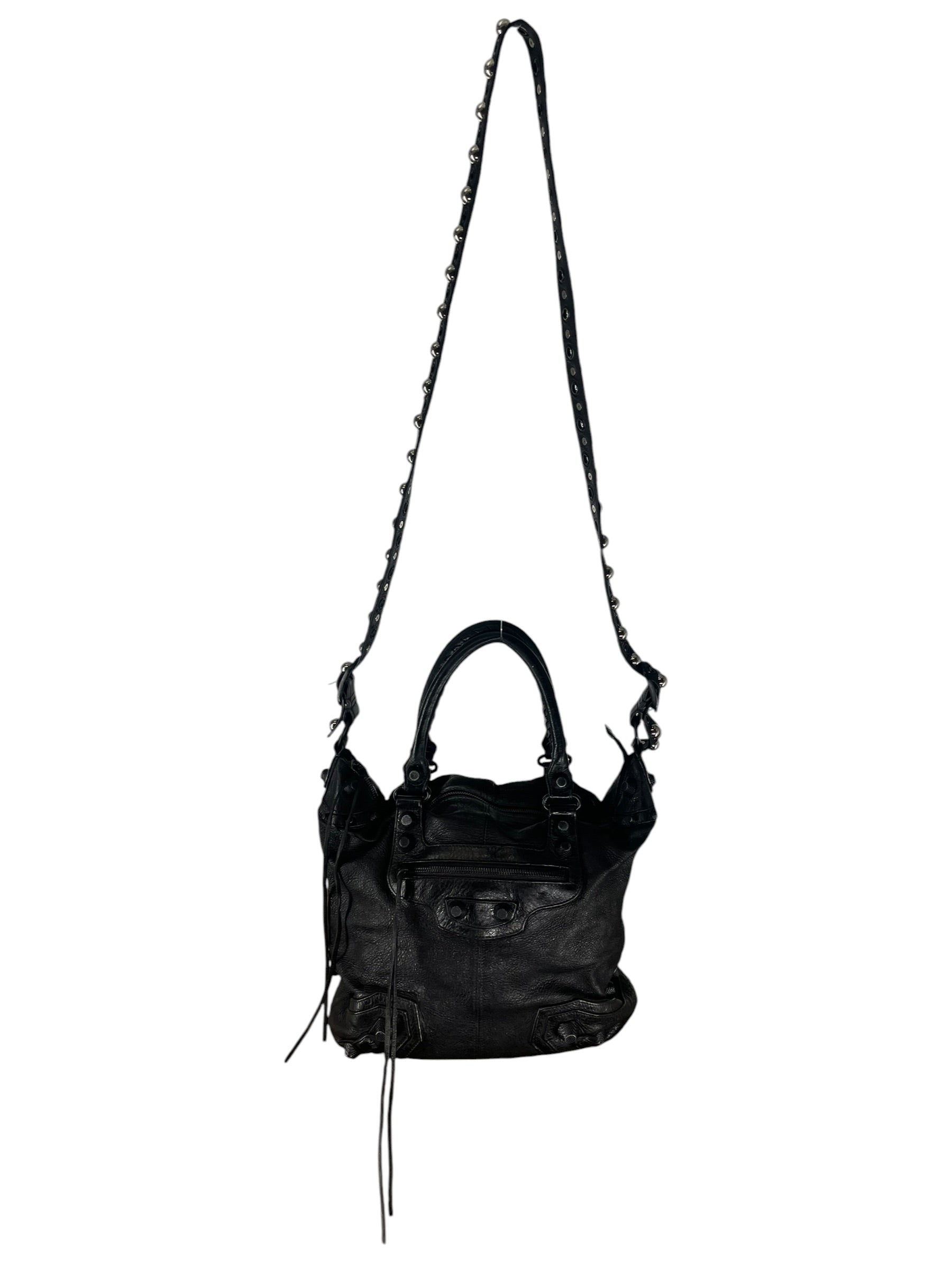 BALENCIAGA/Bag/Leather/BLK/BLK CITY BAG WITH STRAPS view 1