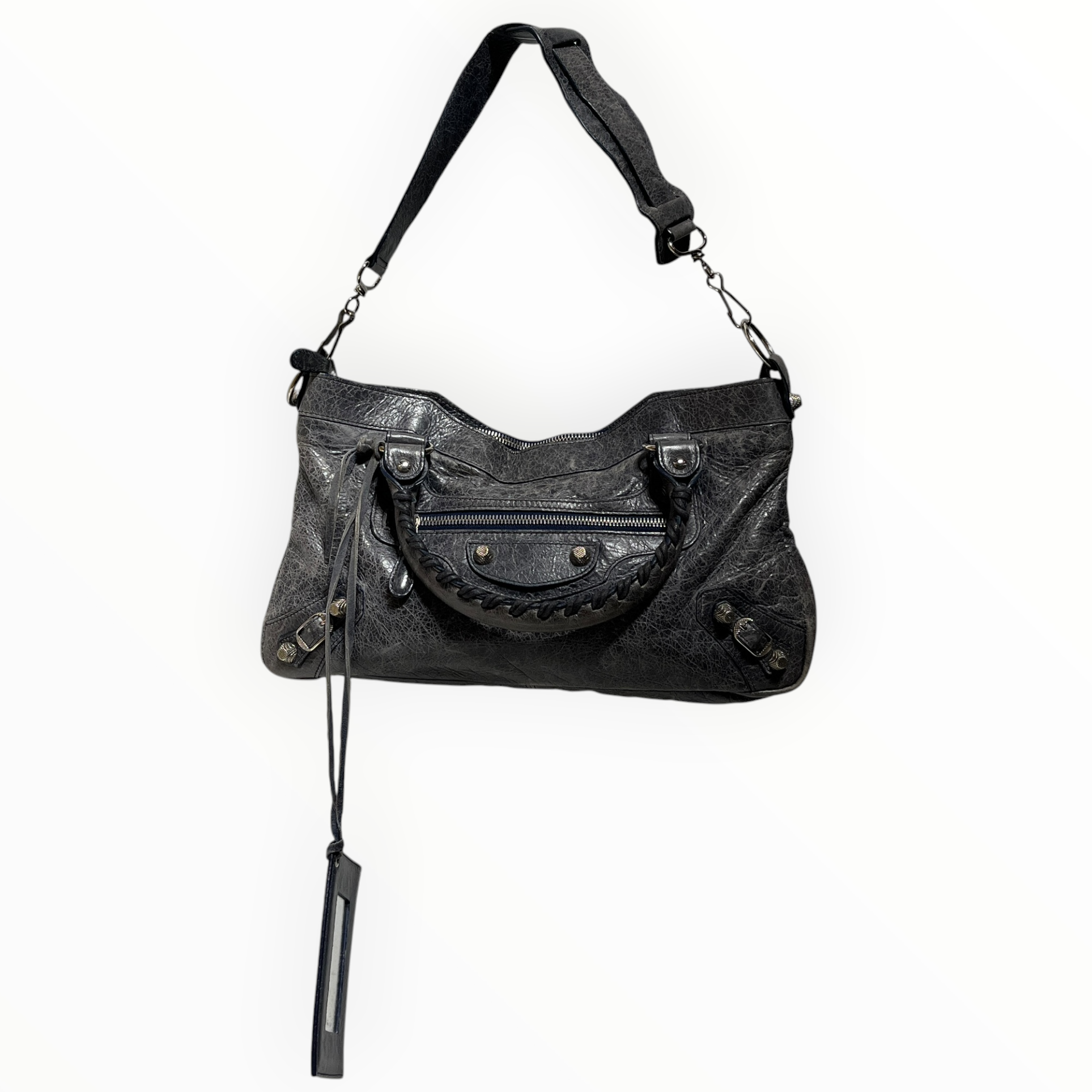 BALENCIAGA/Cross Body Bag/Leather/GRY/MOTO CITY BAG view 1