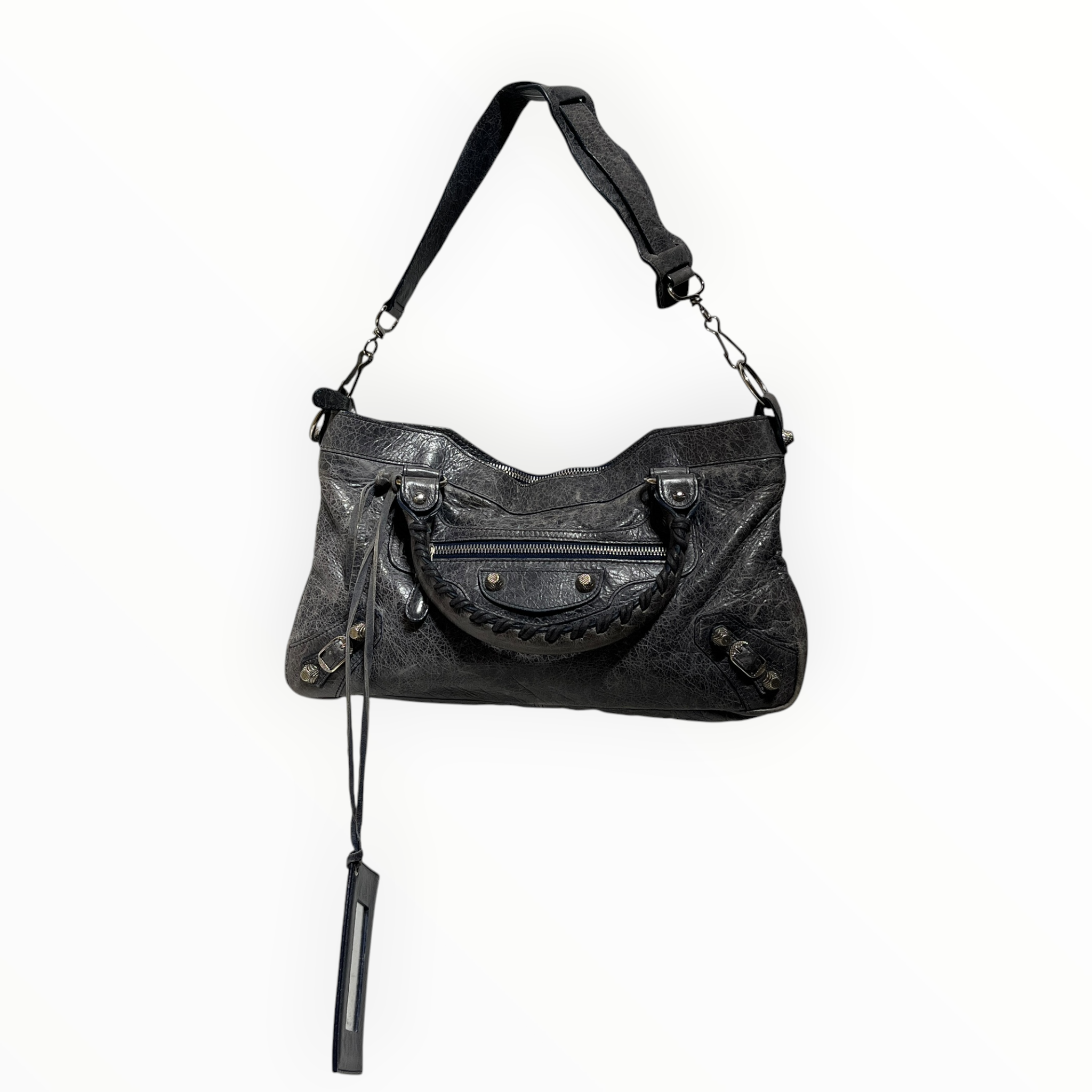 BALENCIAGA/Cross Body Bag/Leather/GRY/MOTO CITY BAG view 1