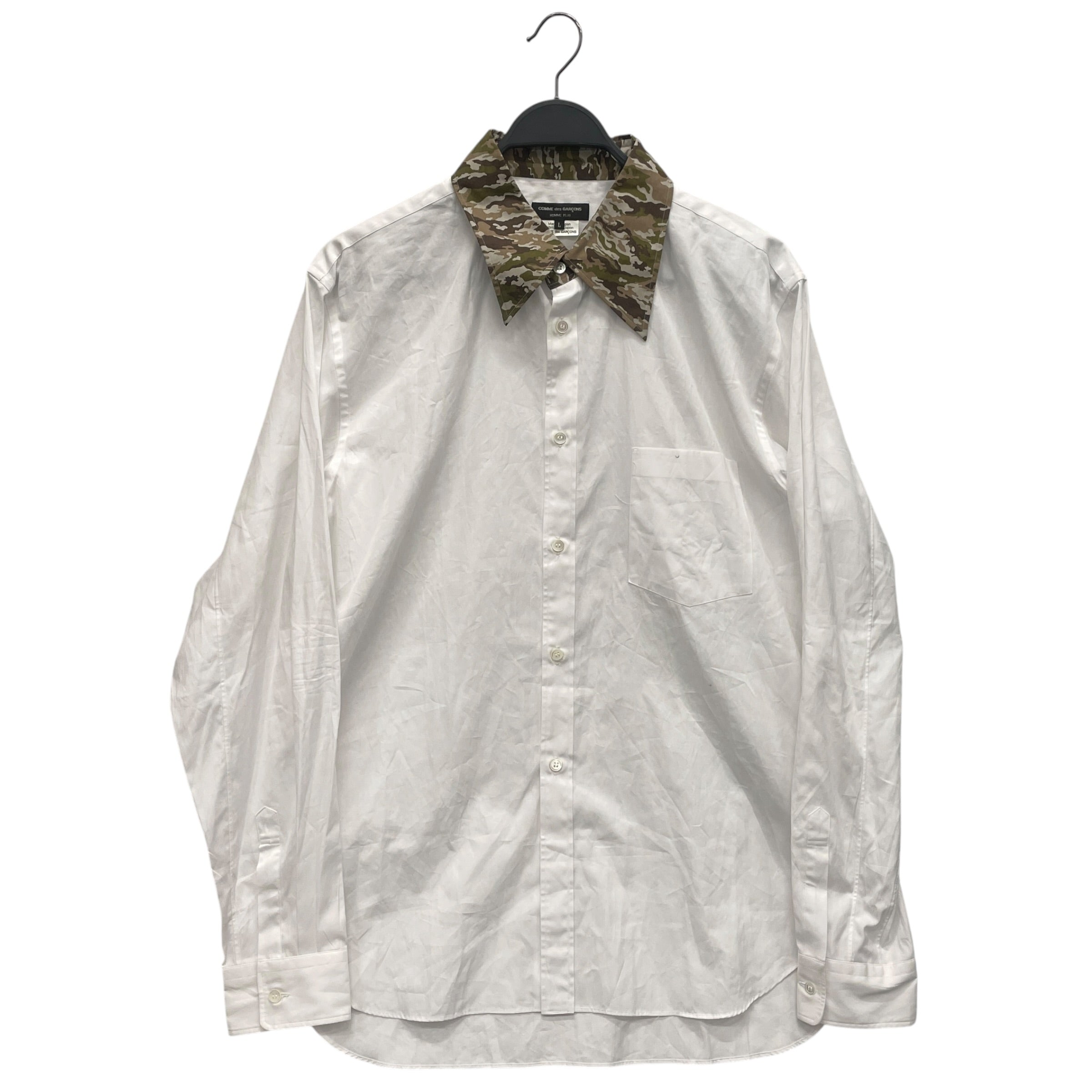 COMME des GARCONS HOMME PLUS/LS Shirt/L/Cotton/WHT/CAMO COLLAR view 1