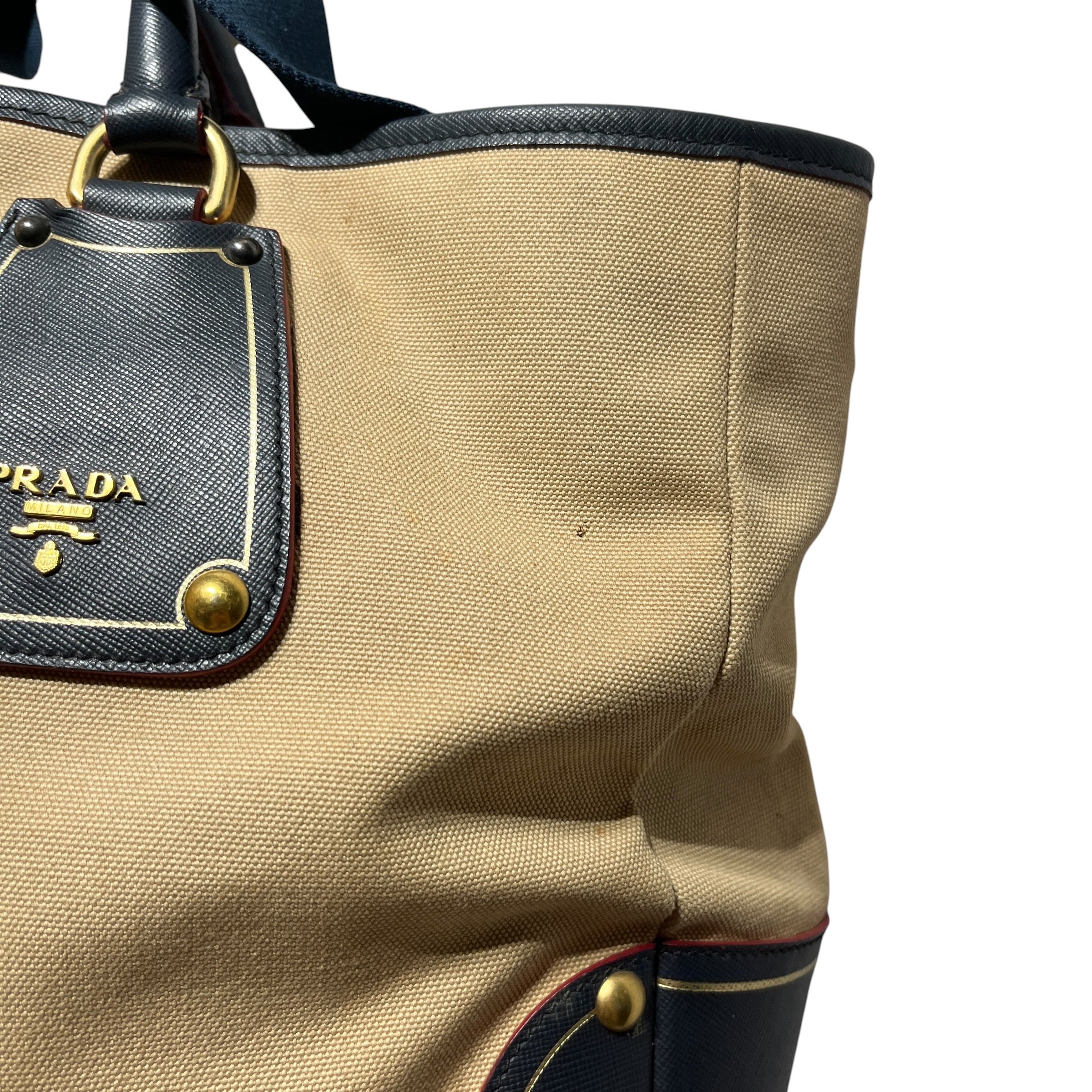 PRADA/Hand Bag/Leather/MLT/bicolor canvas bowler bag view 8
