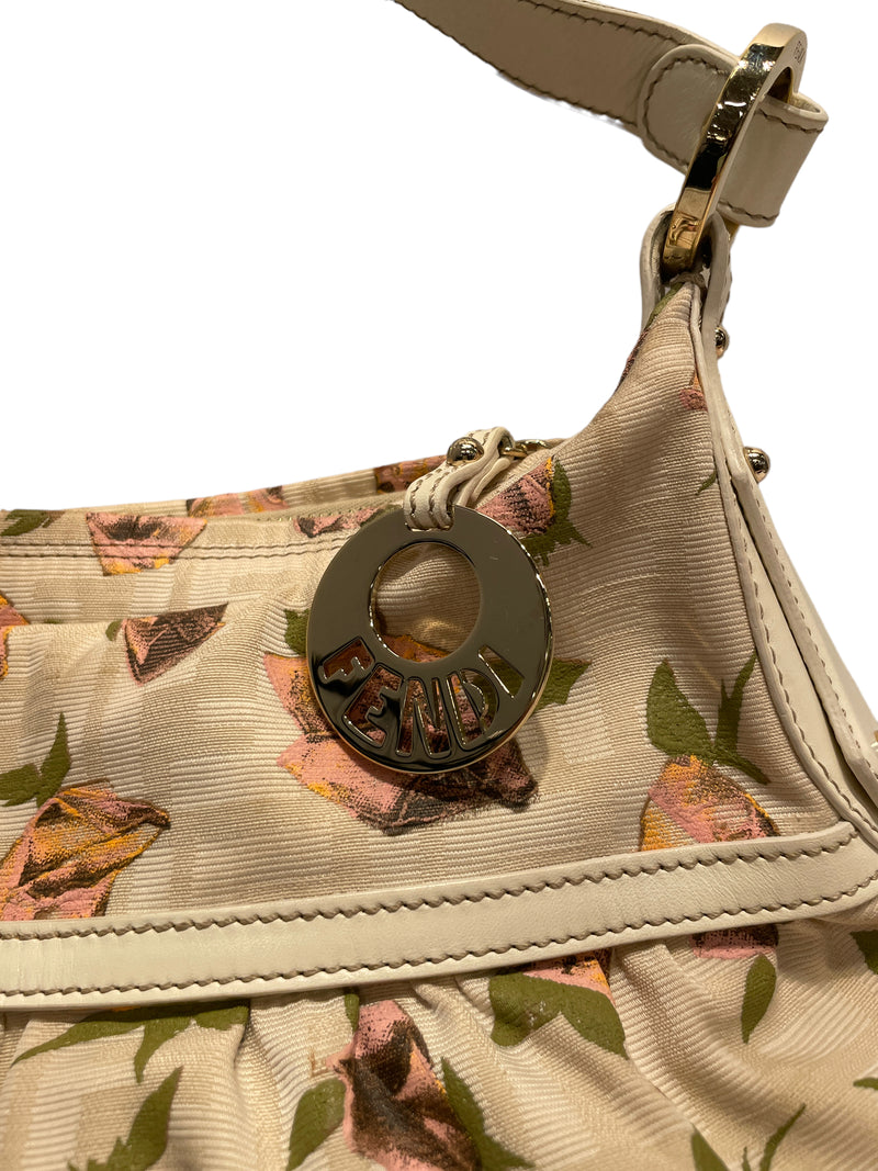 FENDI/Hand Bag/M/Floral Pattern/Leather/CRM/