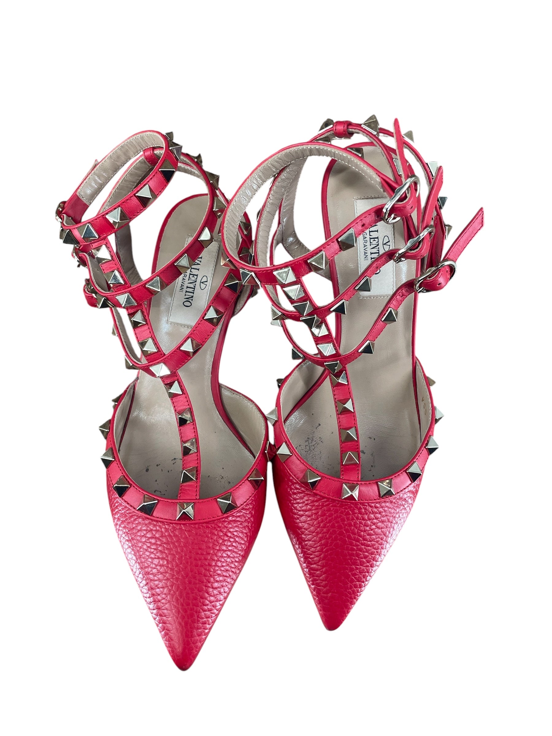 VALENTINO/Heels/EU 36.5/RED/rockstud caged heel view 4