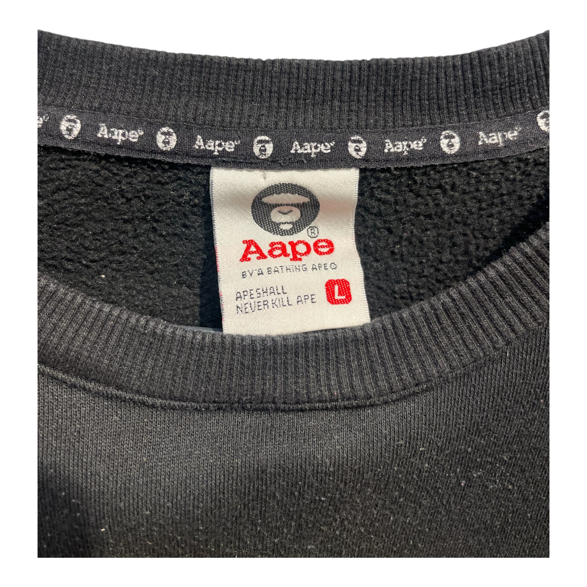 AAPE BY A BATHING APE/Sweatshirt/L/Cotton/BLK/aape crewneck view 3